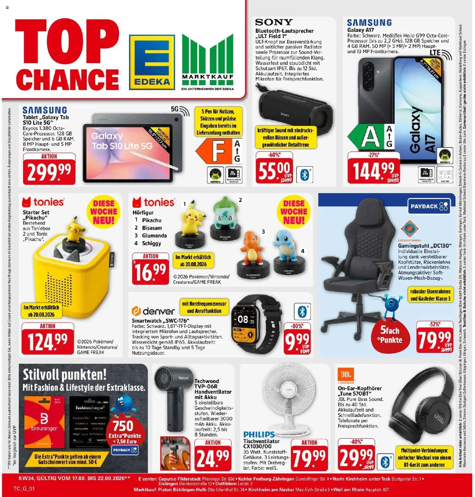 Marktkauf Prospekt Böblingen (ab 17.08.2026) » Angebote online | Seite: 29 | Produkte: Mikrofon, Sony, Gamingstuhl, Tablet