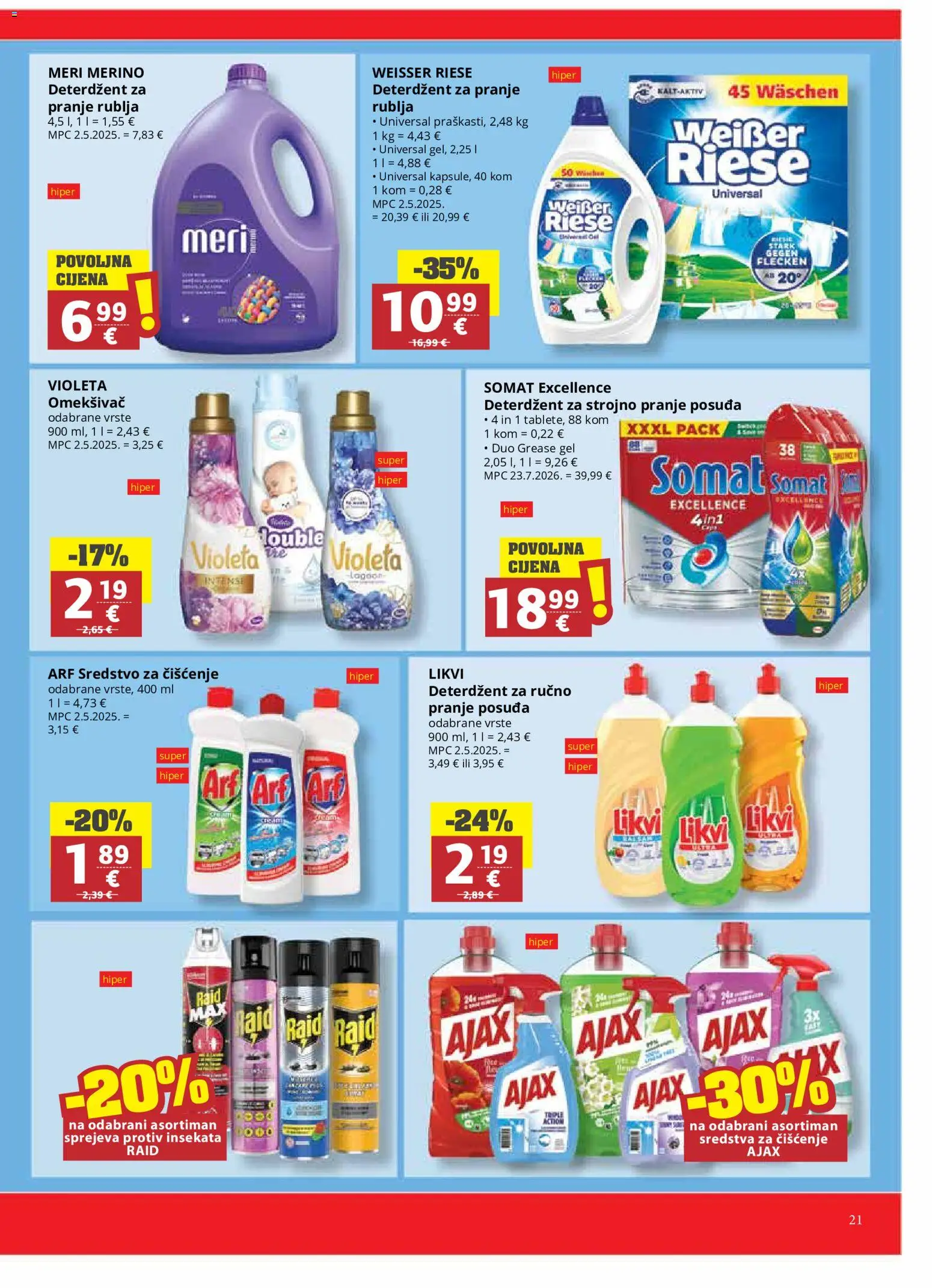 Ribola katalog | vrijedi od 19.08.2026 | Stranica: 21 | Proizvodi: Sredstva za čiščenje, Violeta, Arf, Weisser Riese
