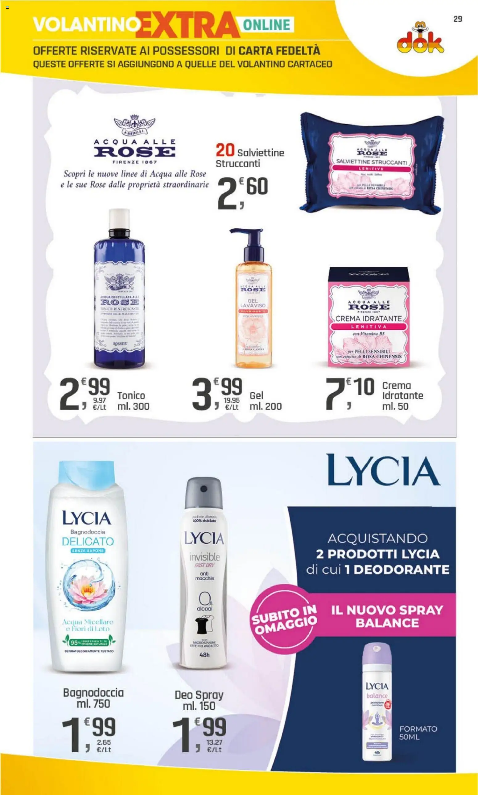 Volantino DOK del 09/07/2026 | Pagina: 29 | Prodotti: Crema, Sapone, Deodorante, Acqua