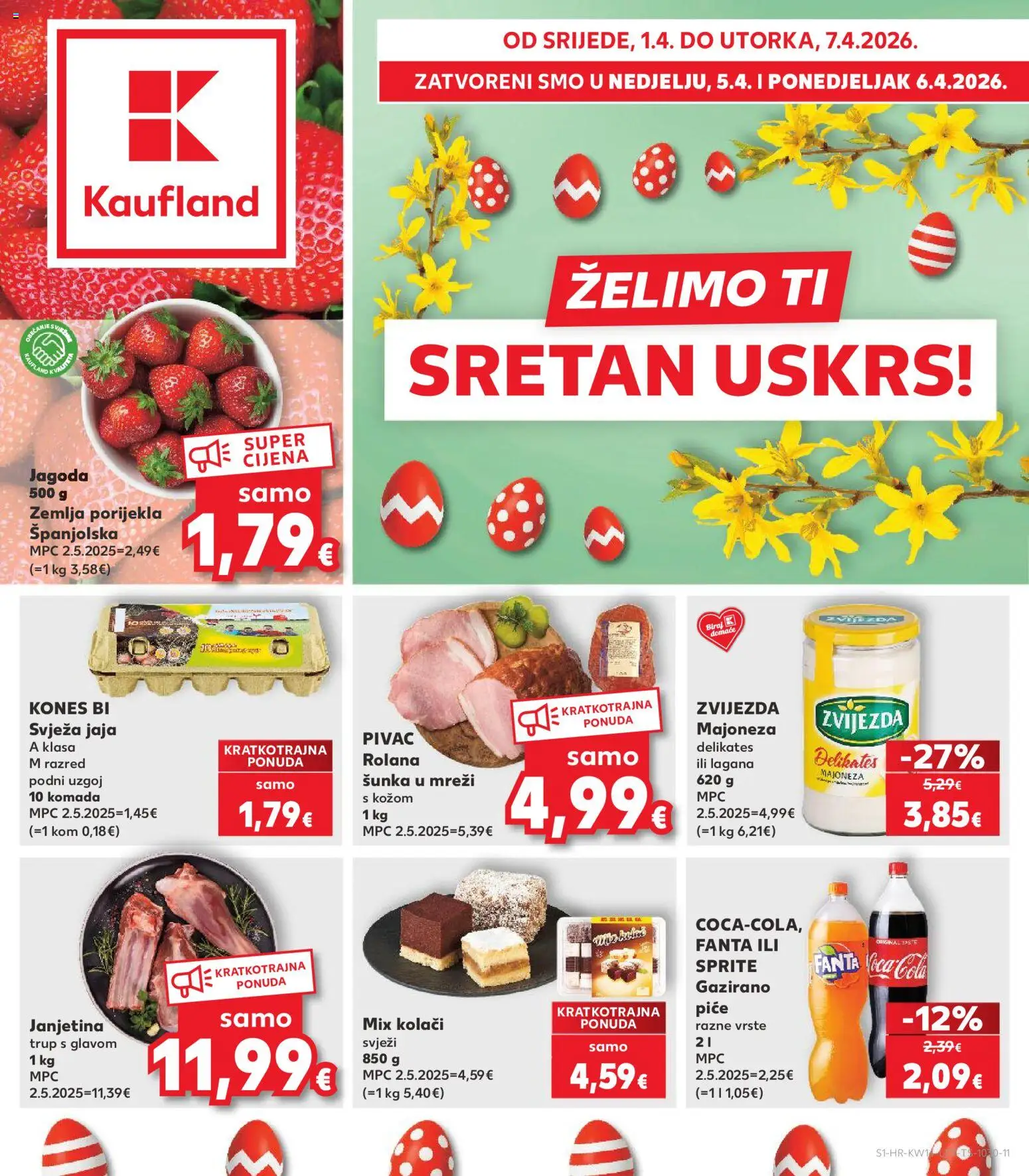 Kaufland katalog | vrijedi od 01.04.2026 | Stranica: 1 | Proizvodi: Janjetina, Fanta, Sprite, Šunka