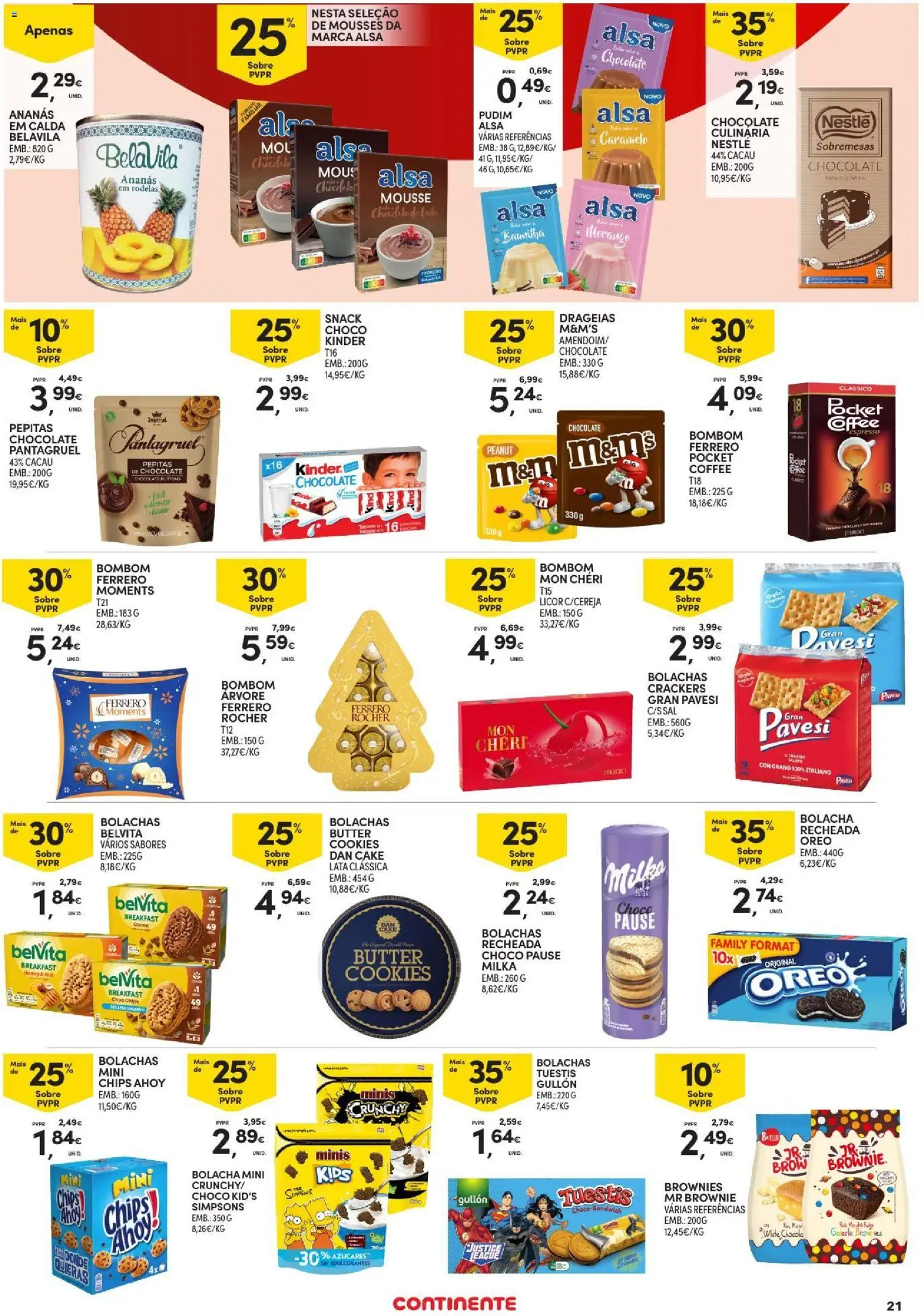 Continente folheto Açores │ válido de 29/10/2026 | Página: 21 | Produtos: Bombom, Pudim, Sobremesas, Chocolate
