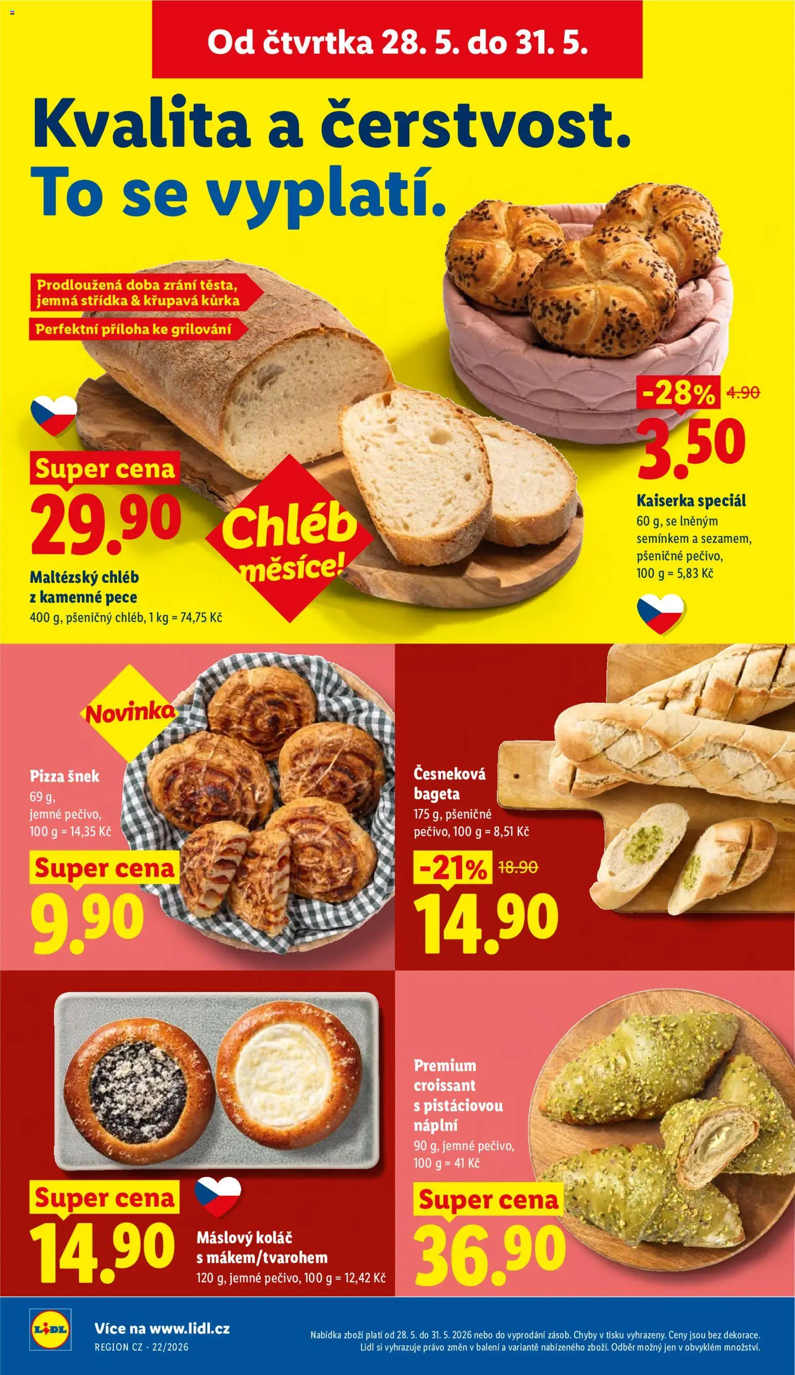 Lidl leták od 28.05.2026 | Strana: 12 | Produkty: Kaiserka, Pizza, Croissant, Bageta