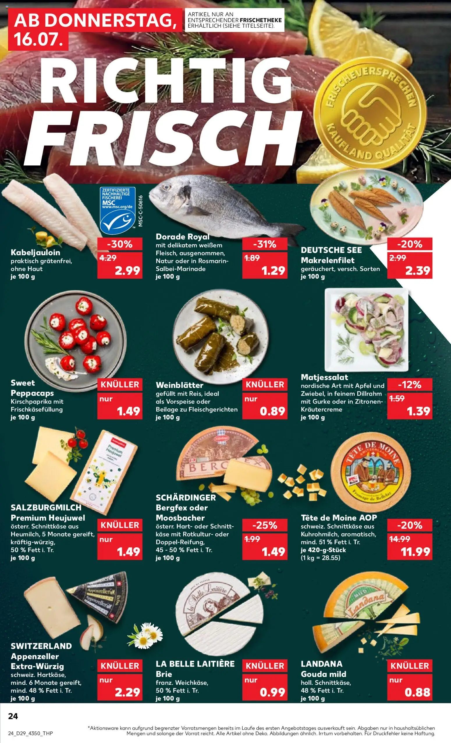 Kaufland Prospekt Potsdam – gültig ab 16.07.2026 | Seite: 24 | Produkte: Dorade, Käse, Gouda, Zitronen