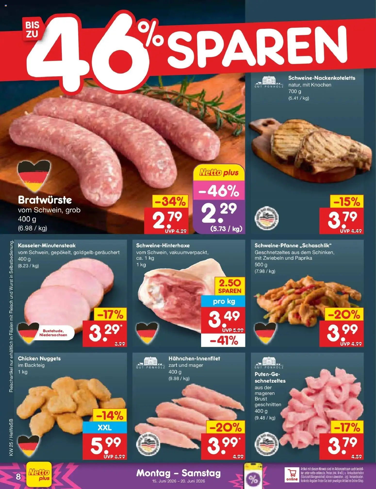 Netto Marken-Discount Prospekt Hamburg – gültig ab 14.06.2026 | Seite: 10 | Produkte: Zwiebeln, Paprika, Wurst, Fleisch