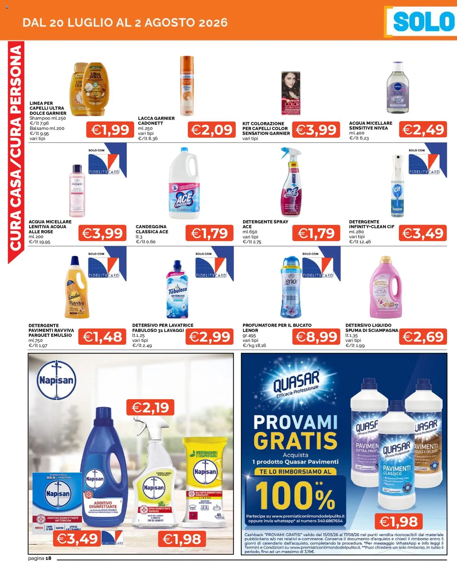 Volantino Mercatò del 20/07/2026 | Pagina: 18 | Prodotti: Detergente, Candeggina, Acqua, Limone