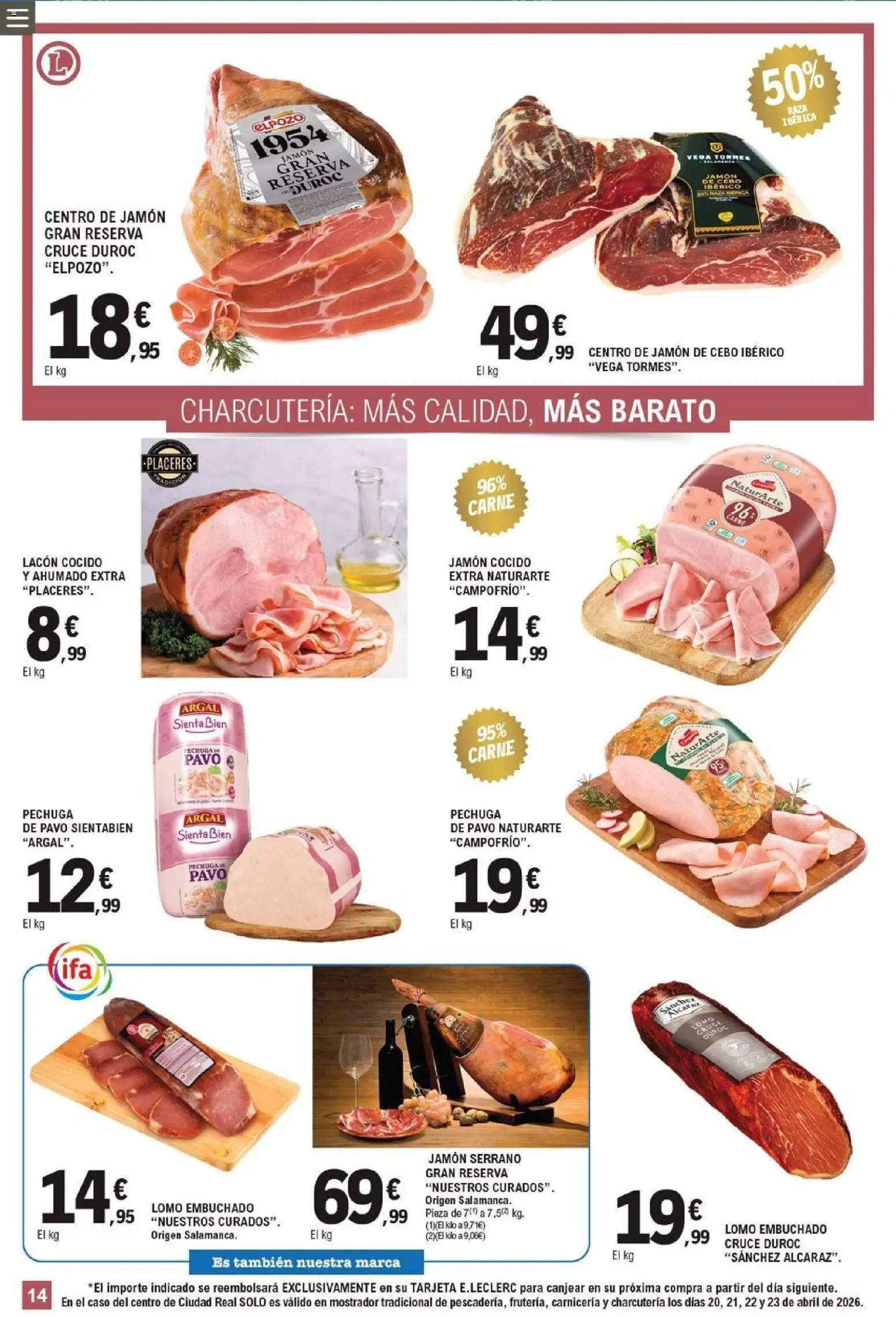 E.Leclerc folleto │ válido desde el 18.05.2026 | Página: 14 | Productos: Jamón serrano, Jamón, Jamón cocido
