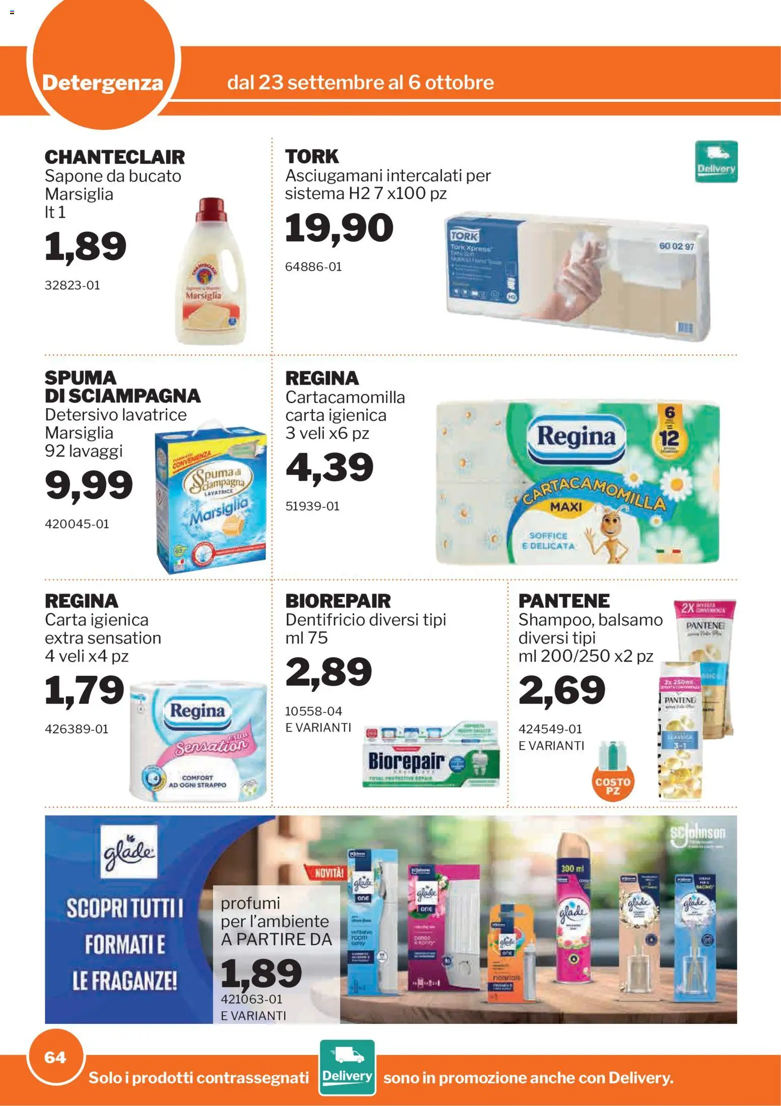 Volantino Sogegross del 23/09/2026 | Pagina: 64 | Prodotti: Balsamo, Carta igienica, Sapone, Lavatrice