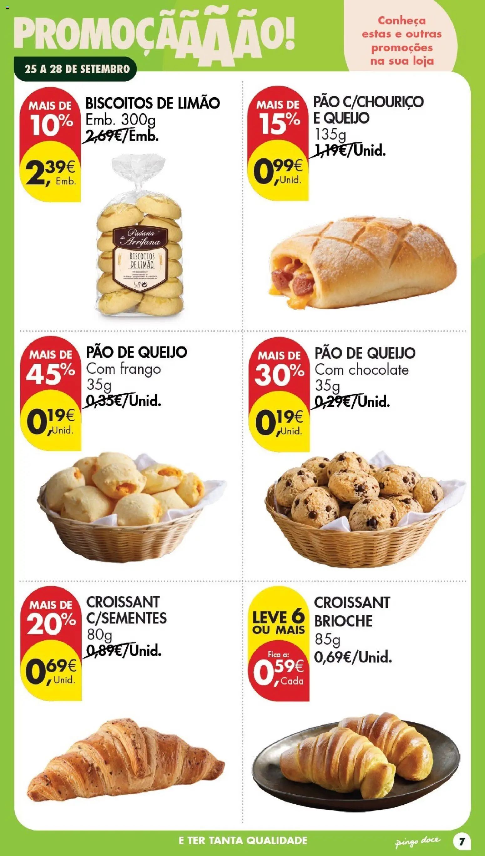 Pingo Doce Poupe este Fim de Semana │ válido de 25/09/2026 | Página: 7 | Produtos: Padaria, Pão de queijo, Brioche, Biscoitos
