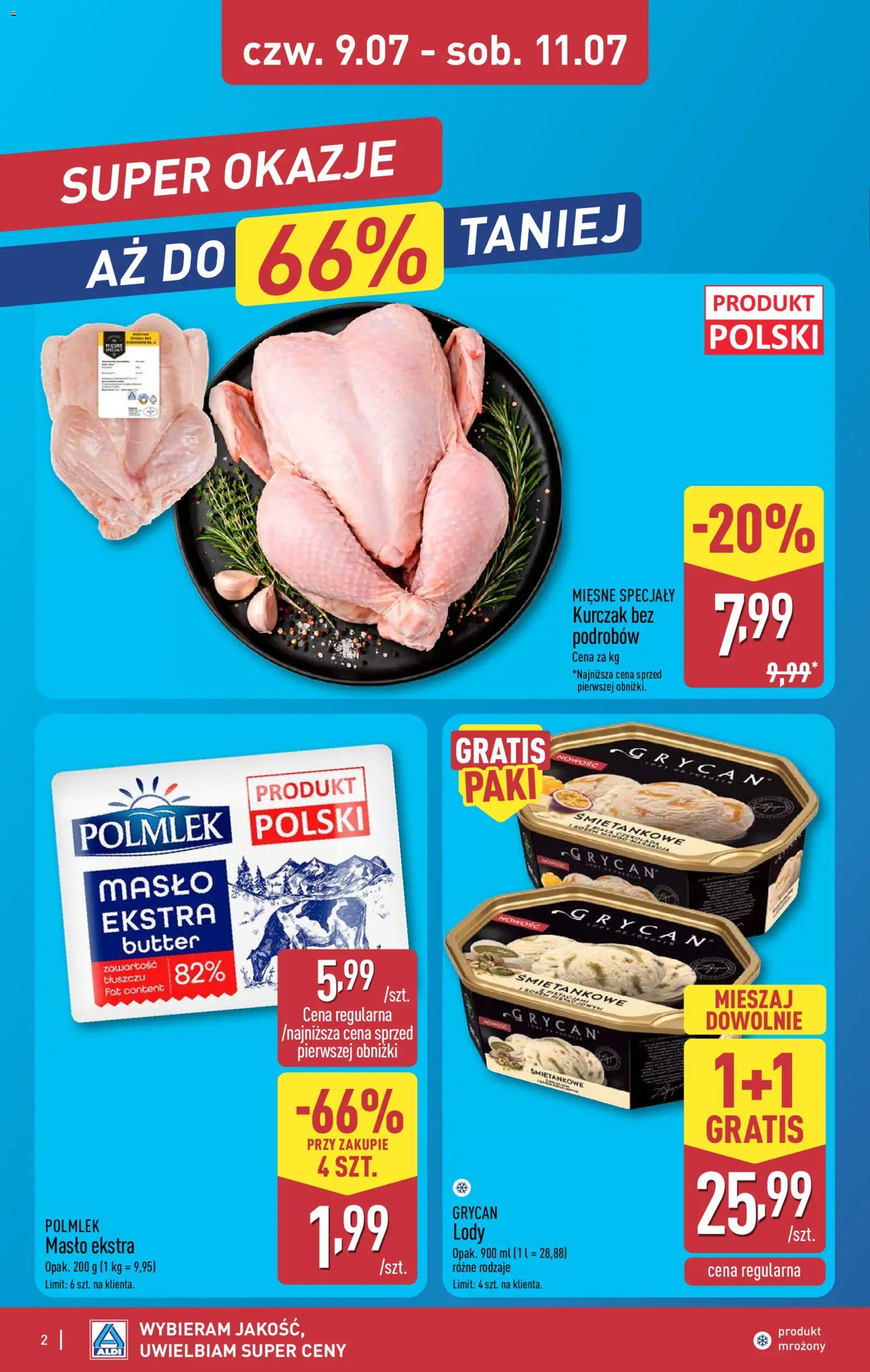 Aldi Polsko leták - Oferta weekendowa od 09.07.2026 | Strana: 2 | Produkty: Máslo