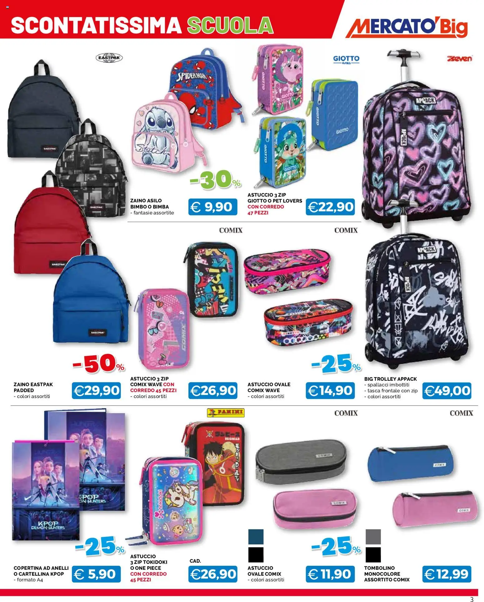 Volantino Mercatò del 13/08/2026 | Pagina: 3 | Prodotti: Zaino, Astuccio, Trolley