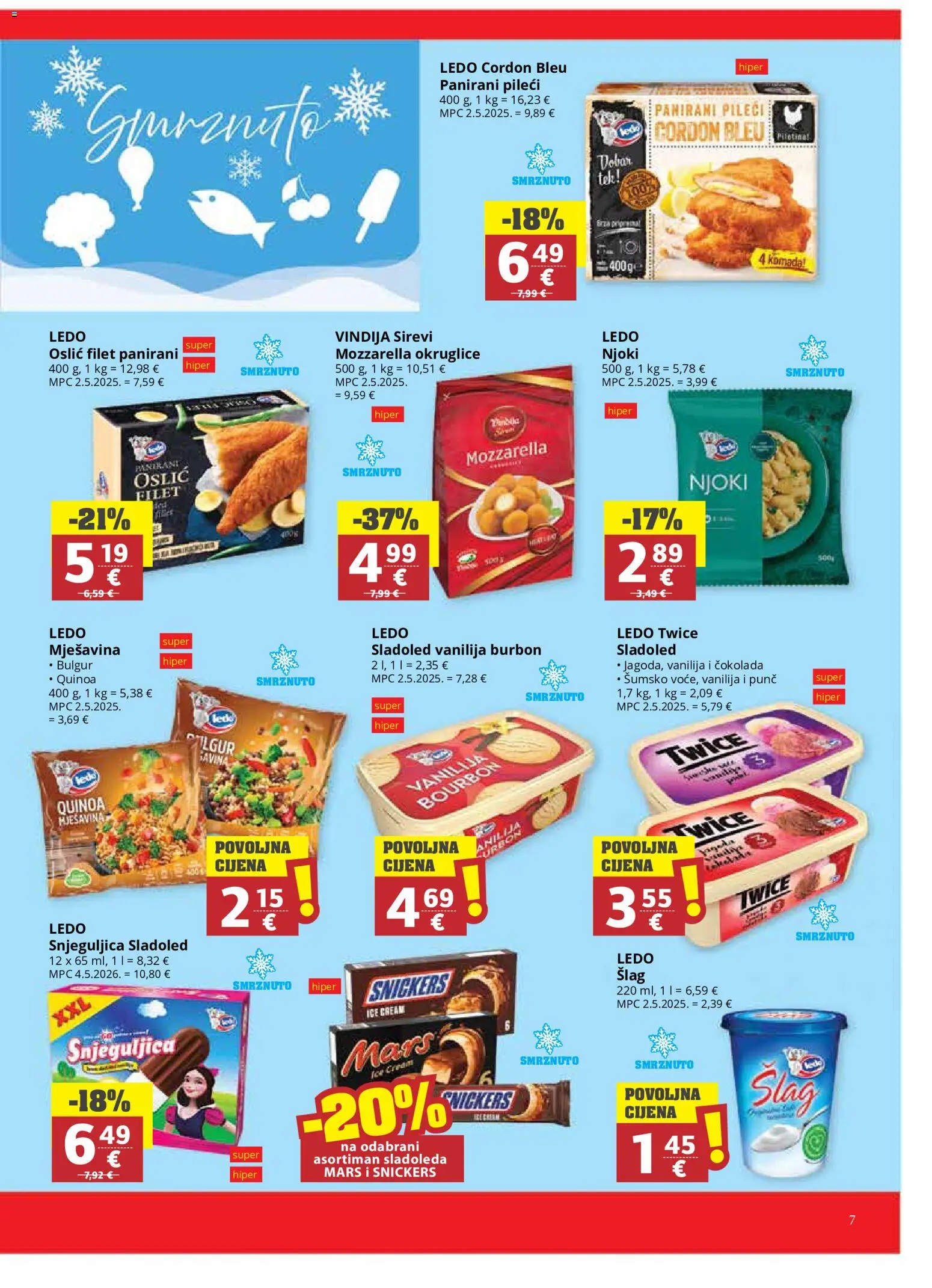 Ultra Gros katalog | vrijedi od 27.05.2026 | Stranica: 7 | Proizvodi: Snickers, Čokolada, Oslić, Bulgur
