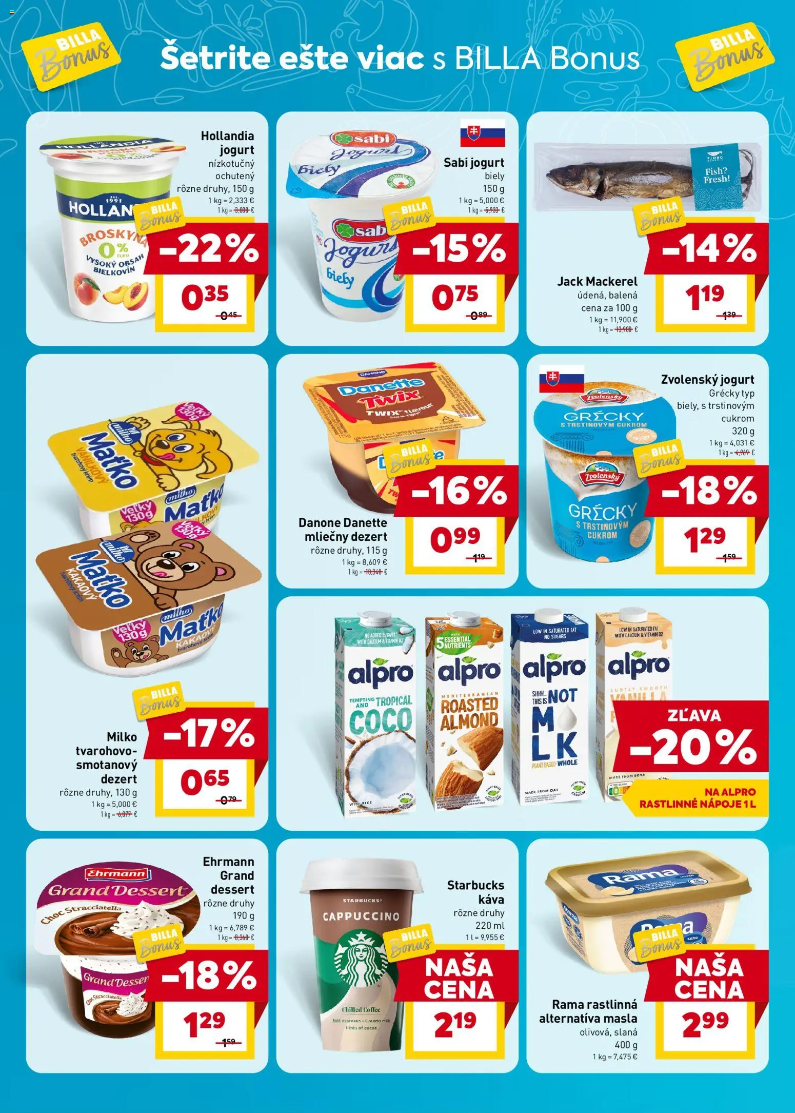 Nové Billa akcie – leták je platný od 15.07.2026 | Strana: 2 | Produkty: Jogurt, Káva, Krém, Alpro