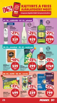 BALLANTINE'S FINEST WHISKY, 40% alkoholtartalom 0,5 liter, 9998 Ft/liter digi kuponnal: 7498 Ft/liter - amely érvényes a következő dátumtól: 2026.07.30. | Oldal: 26