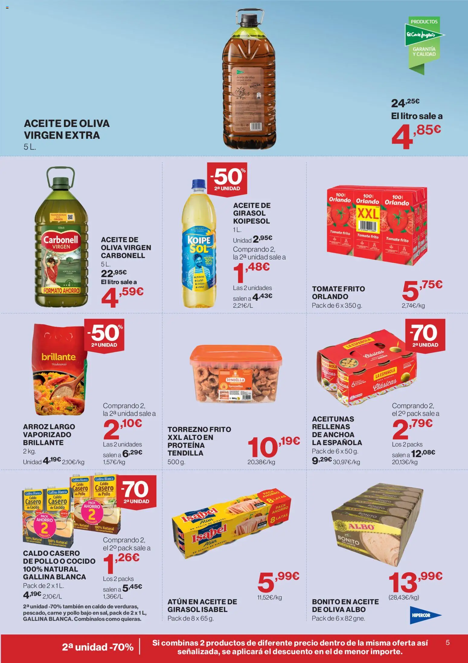 Hipercor catálogo │ válido desde el 06.05.2026 | Página: 5 | Productos: Arroz, Aceite de oliva, Aceite de oliva virgen extra, Aceite de girasol