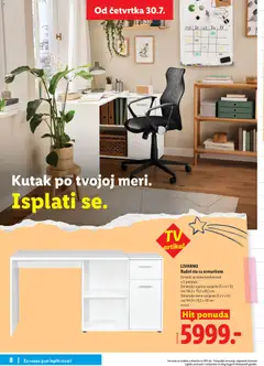 LIVARNO Radni sto sa ormarićem, Ormarić se može kombinovati u 2 položaja. Dimenzije ugaone varijante (Š x V x D): cca 110,3 x 75,2 x 85,1 cm. Dimenzije ravne varijante (Š x V x D): cca 144,9 x 75,2 x 50 cm. - pregled Lidl kataloga - važi od 30.07.2026 | Strana: 8 | Proizvode: Ranac, Sto, Radni sto
