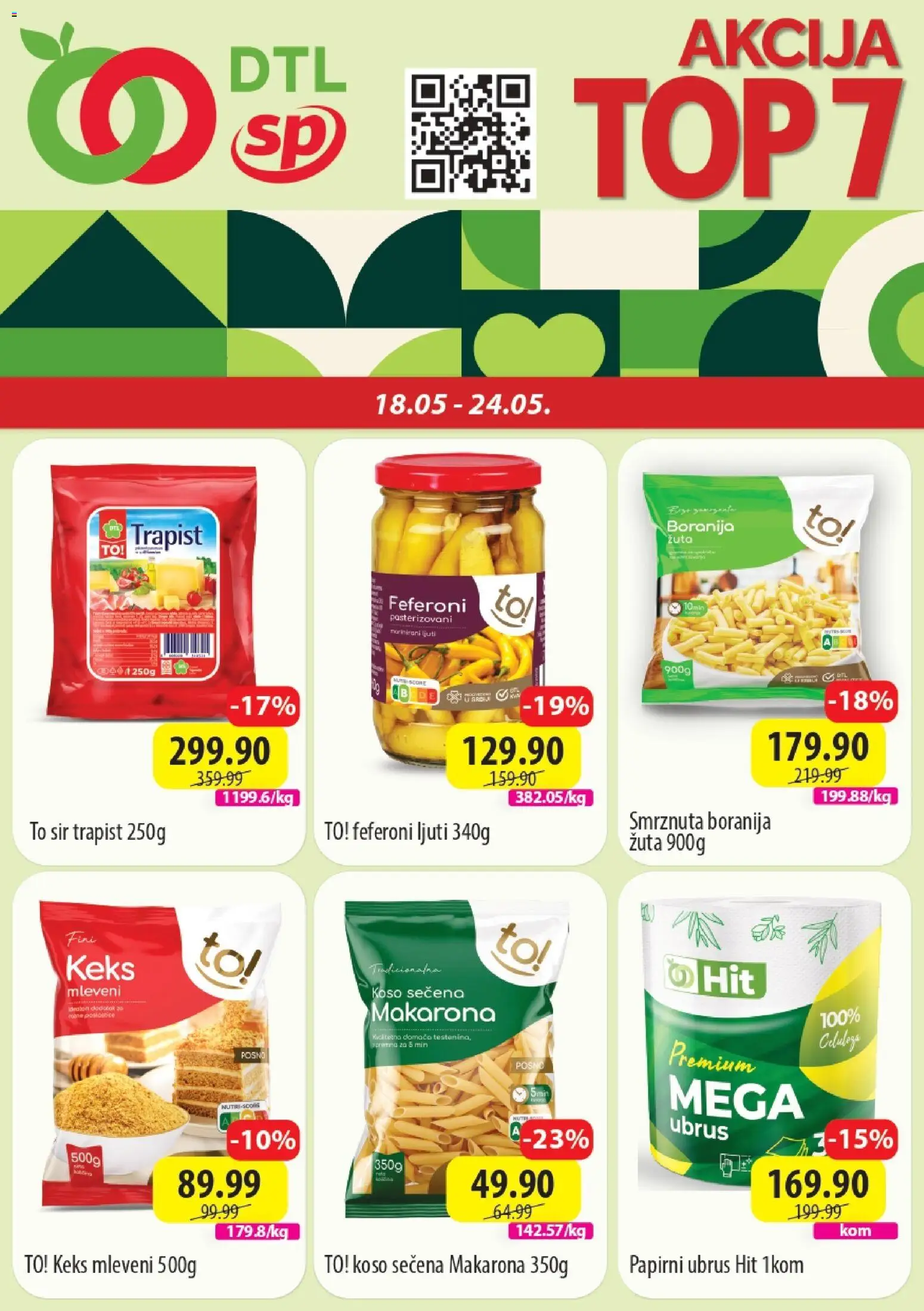 Senta Promet katalog - važi od 18.05.2026 | Strana: 1 | Proizvode: Boranija, Keks, Sir, Feferoni