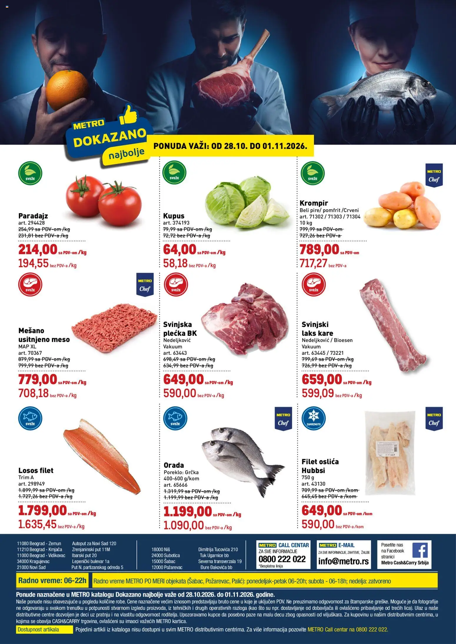 Metro katalog - važi od 28.10.2026 | Strana: 1 | Proizvode: Orada, Kupus, Losos, Meso