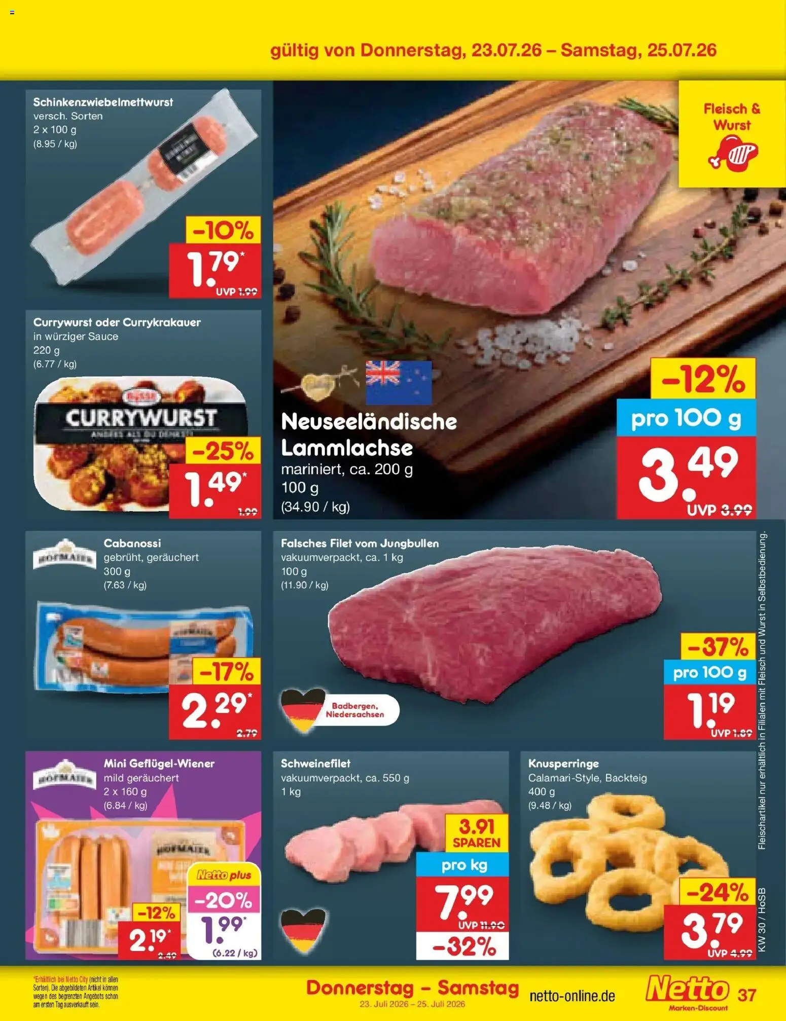 Netto Marken-Discount Prospekt Hannover – gültig ab 20.07.2026 | Seite: 61 | Produkte: Schweinefilet, Wurst, Fleisch