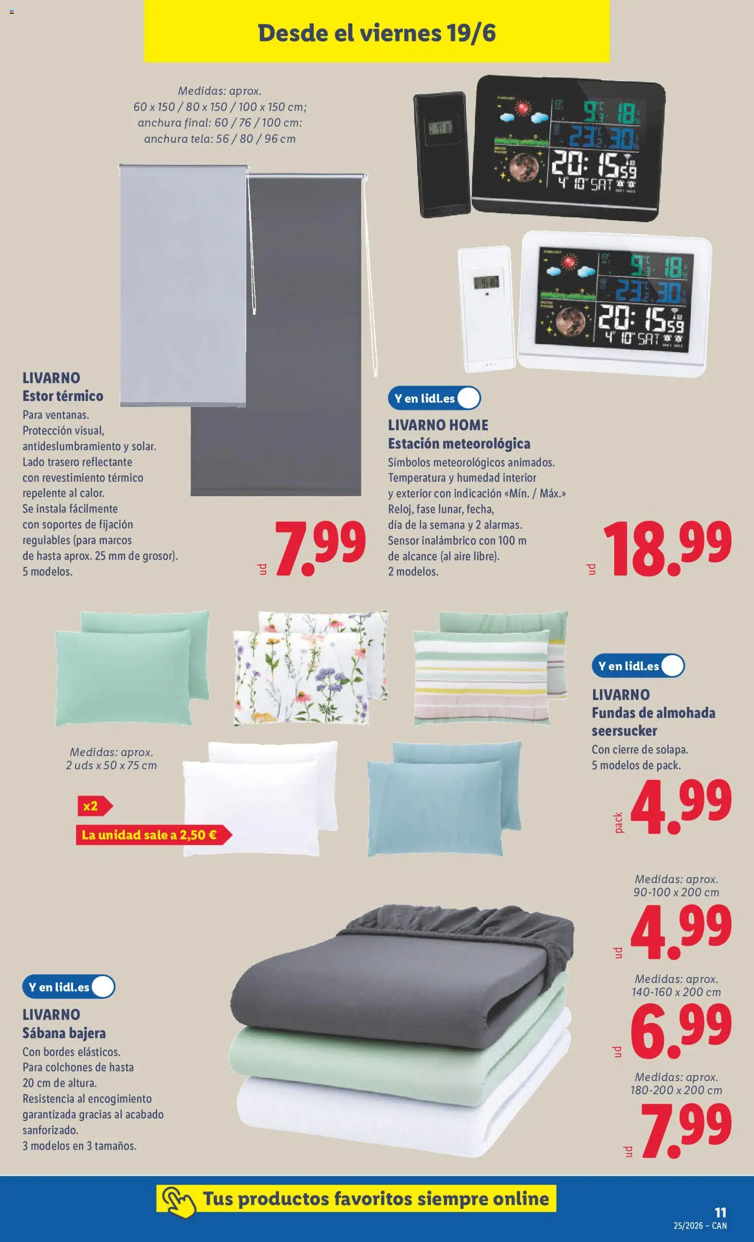 Lidl folleto de bazar Canarias │ válido desde el 15.06.2026 | Página: 29 | Productos: Estación meteorológica, Almohada