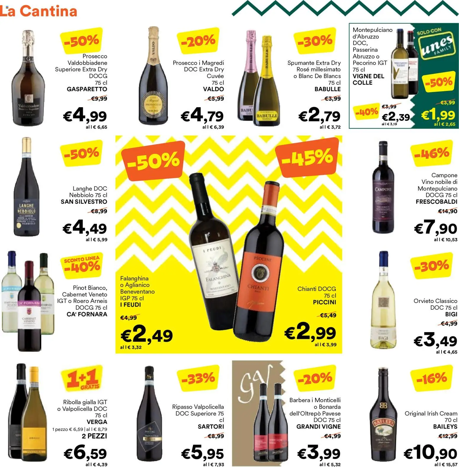 Volantino Unes del 19/10/2026 | Pagina: 10 | Prodotti: Prosecco, Baileys, Vino, Pecorino