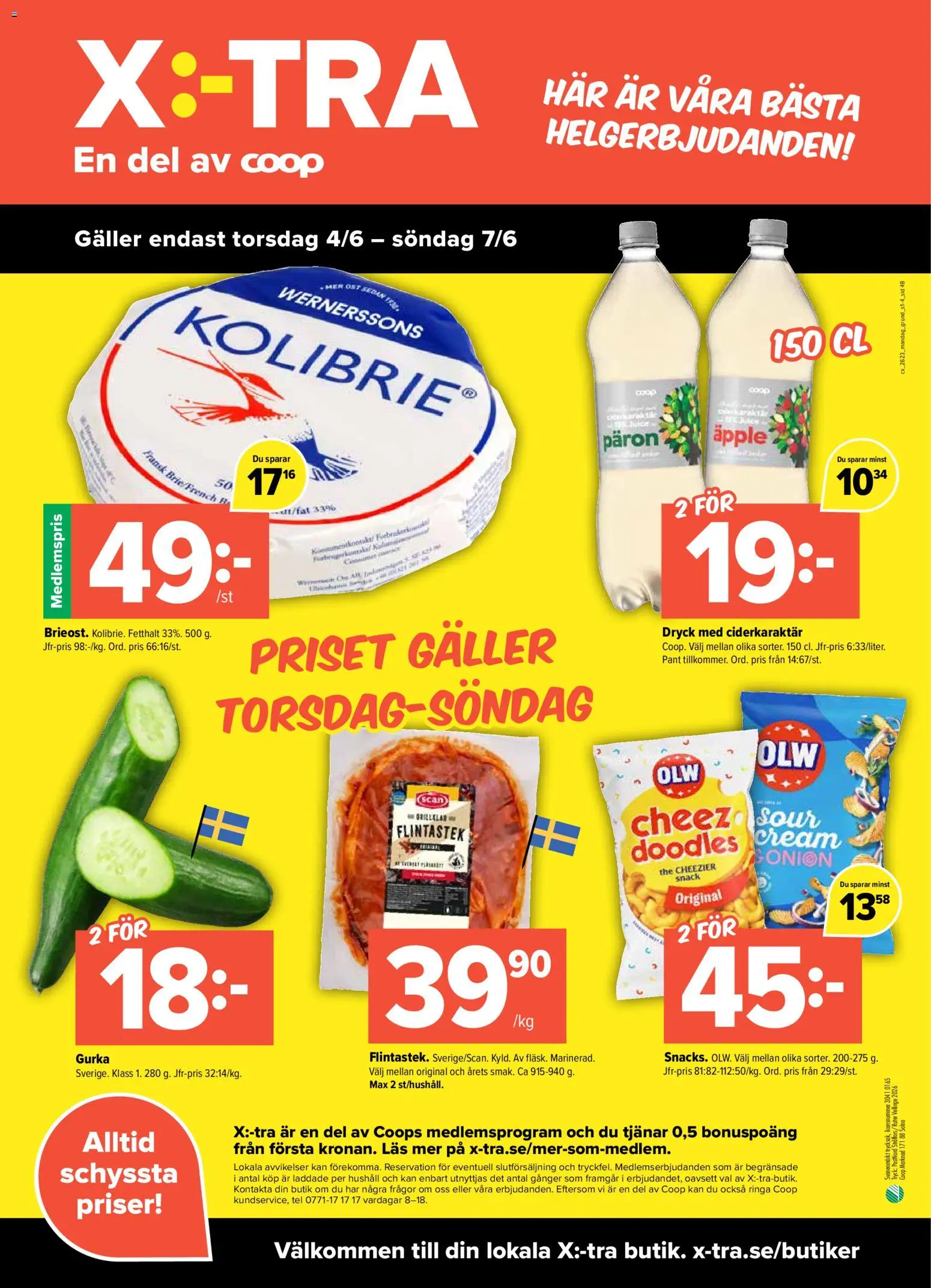 Coop Daglivs reklamblad aktuell från 01.06.2026 | Sida: 4 | Produkter: Galler, Ost, Gurka