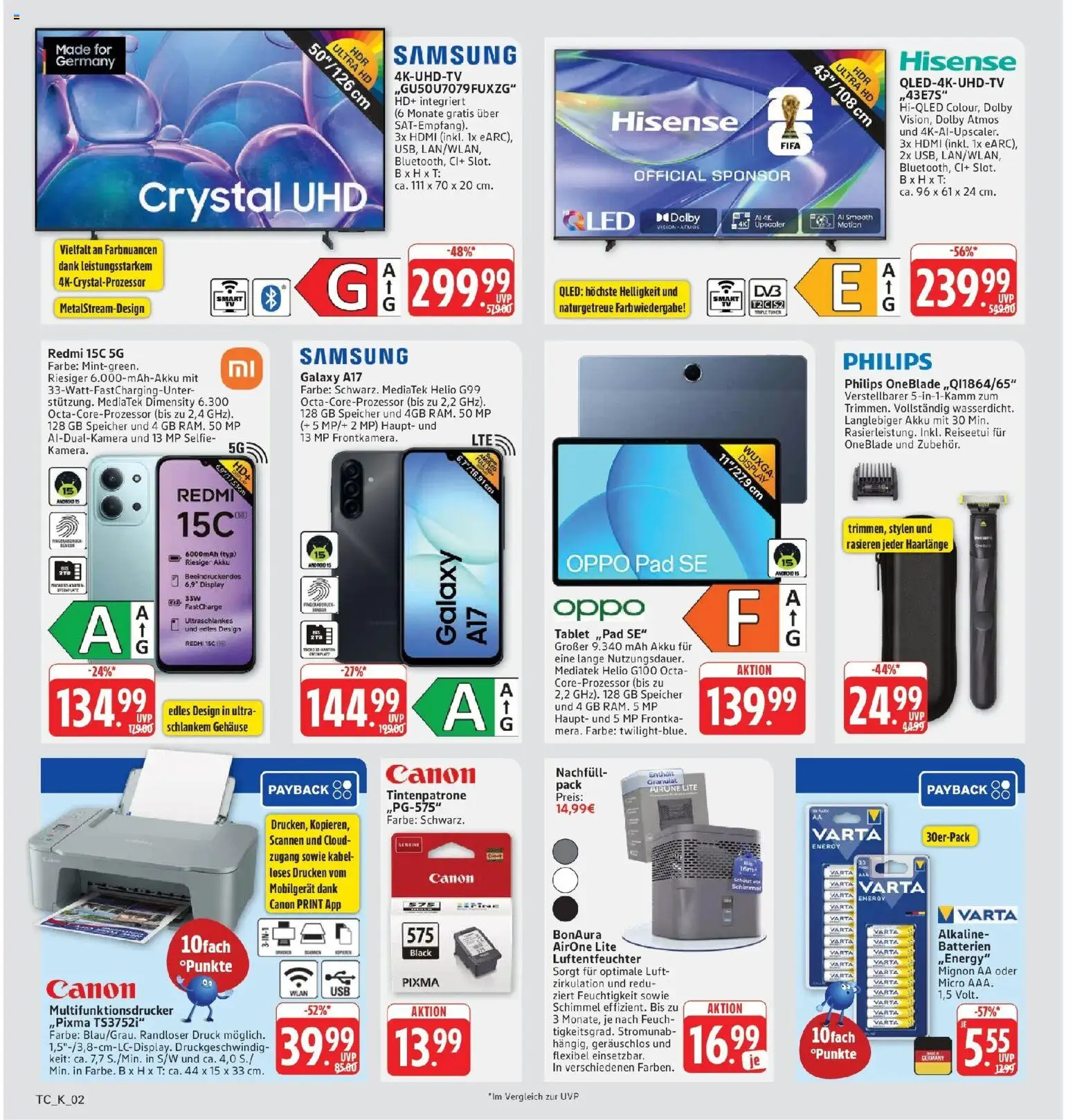 Marktkauf Prospekt Heidenheim (ab 12.10.2026) » Angebote online | Seite: 32 | Produkte: Philips, Hisense, Batterien, Samsung