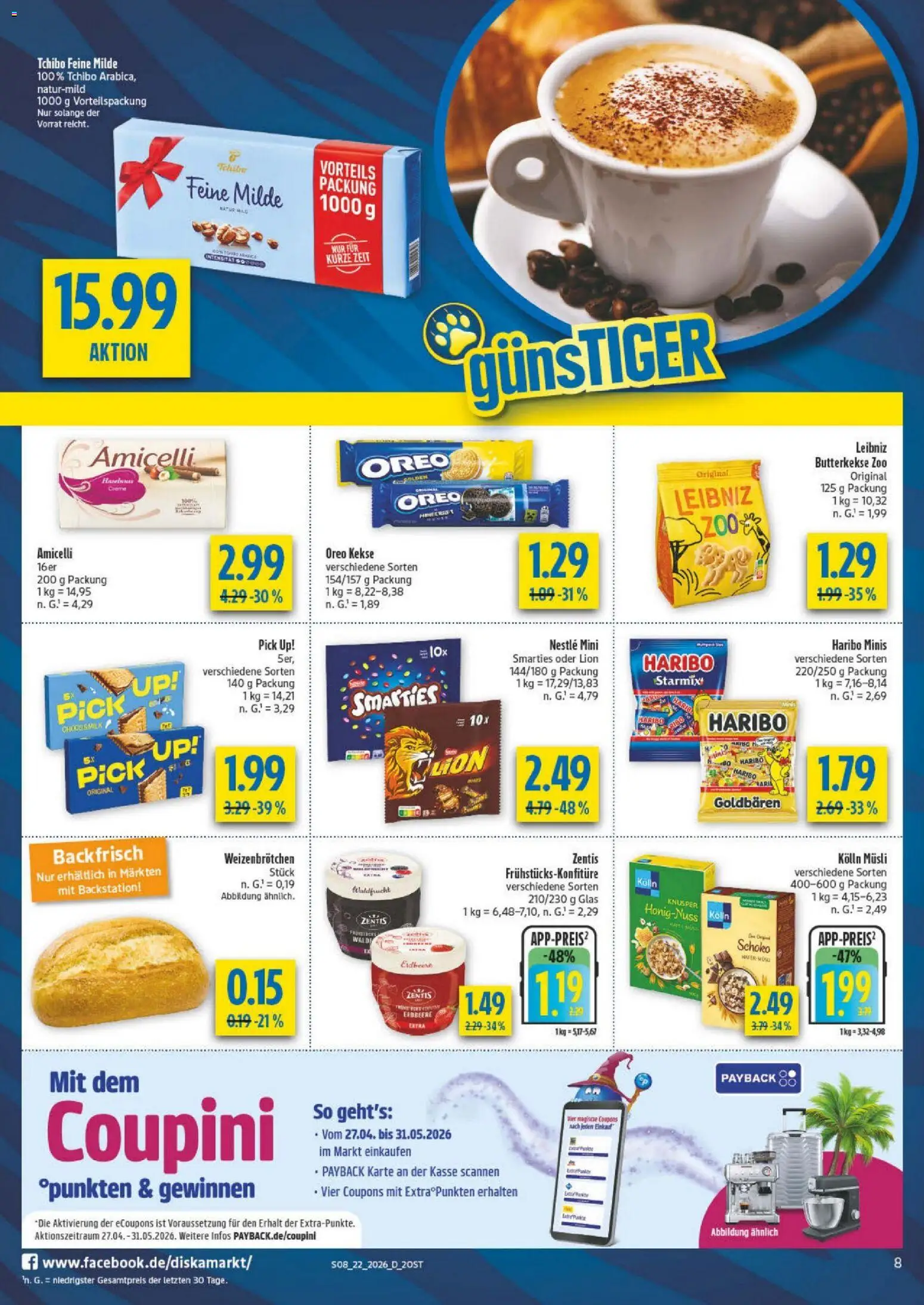 Diska Prospekt – gültig ab 26.05.2026 | Seite: 8 | Produkte: Kolln, Kolln musli, Haribo, Kekse