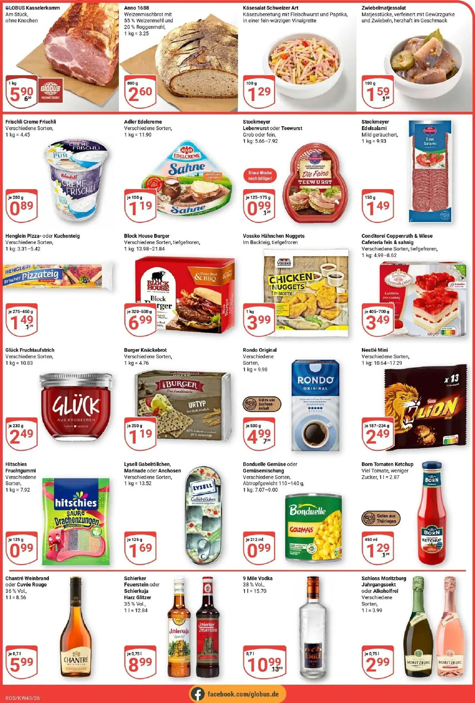 Globus Prospekt Lambrechtshagen (ab 19.10.2026) » Angebote online | Seite: 3 | Produkte: Burger, Tomaten, Creme, Salami