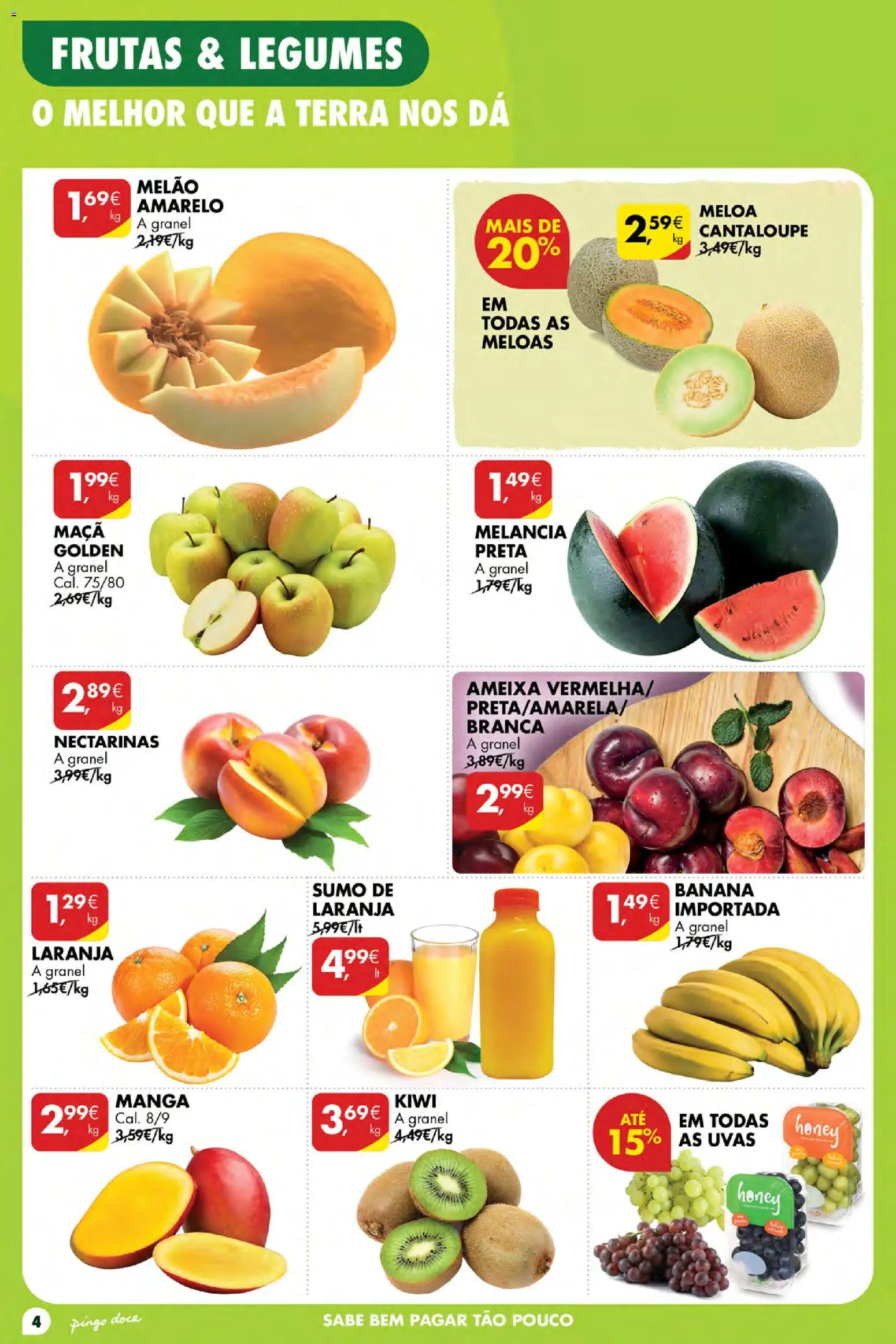 Pingo Doce Poupe Esta Semana Açores │ válido de 09/07/2026 | Página: 4 | Produtos: Maça, Sumo, Melão, Kiwi