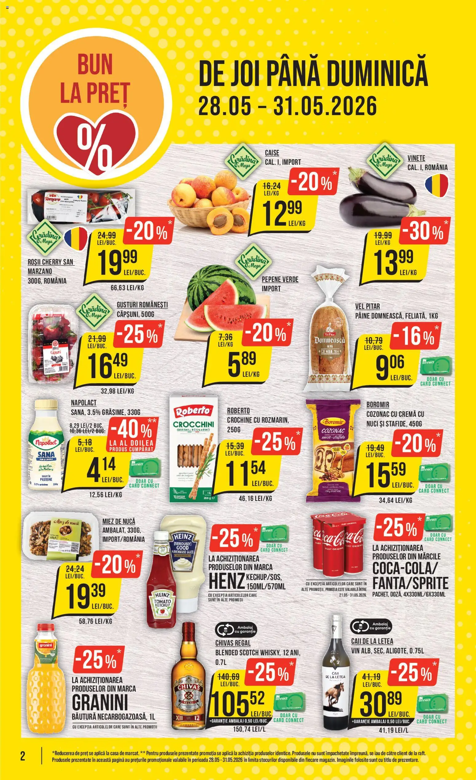 Noul catalog Mega Image – valabil de la 28.05.2026 | Pagină: 2 | Produse: Pepene Verde, Masaüstü kılıfı, Roșii, Nuci