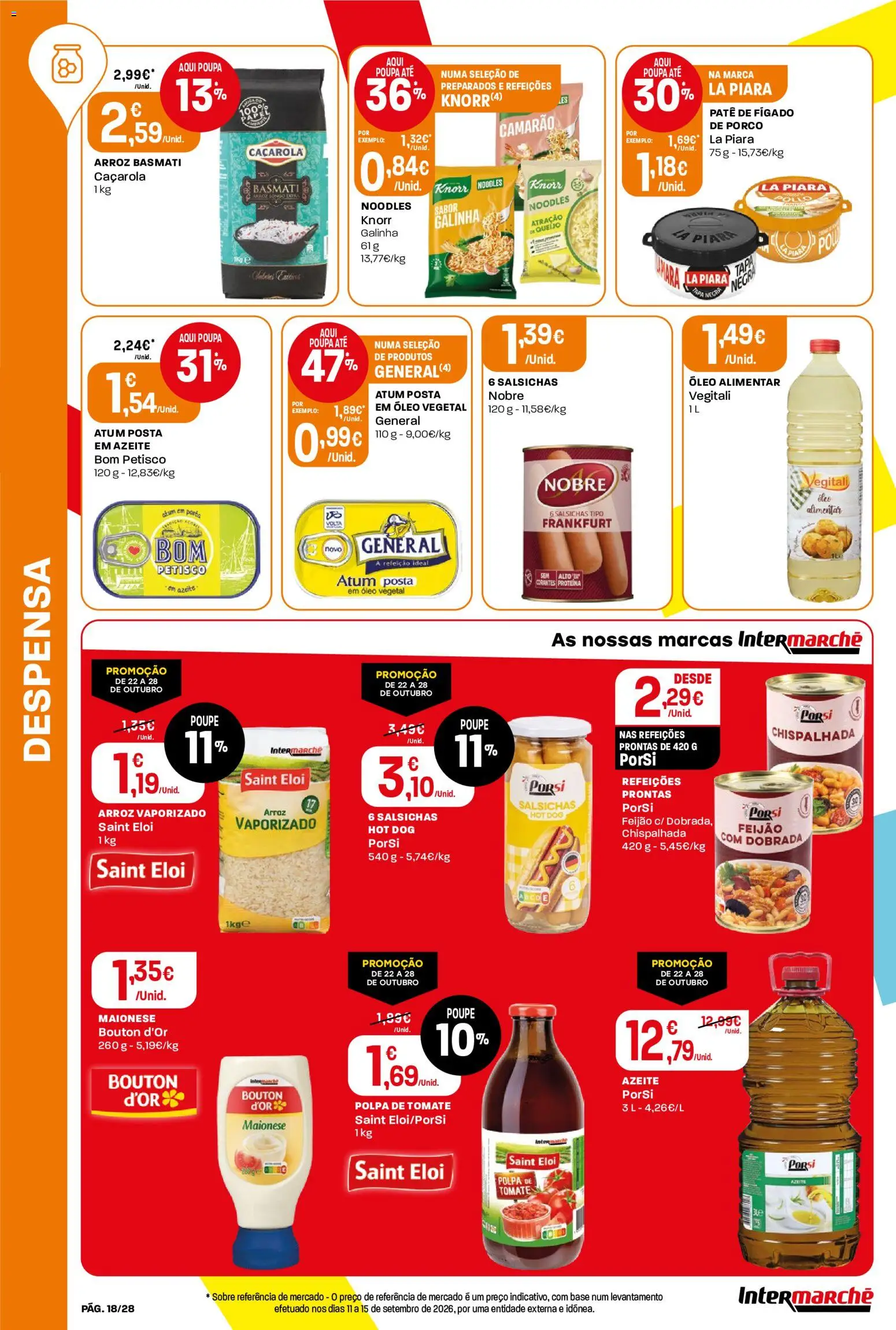 Intermarché folheto Contact │ válido de 22/10/2026 | Página: 18 | Produtos: Óleo vegetal, Knorr, Maionese, Arroz