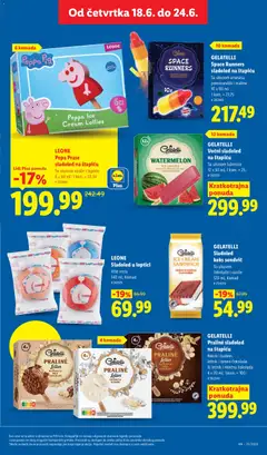 GELATELLI Voćni sladoled na štapiću, Sa ukusom lubenice 12 x 50 ml; 1 kom. = 25.- - pregled Lidl kataloga - važi od 18.06.2026 | Strana: 49