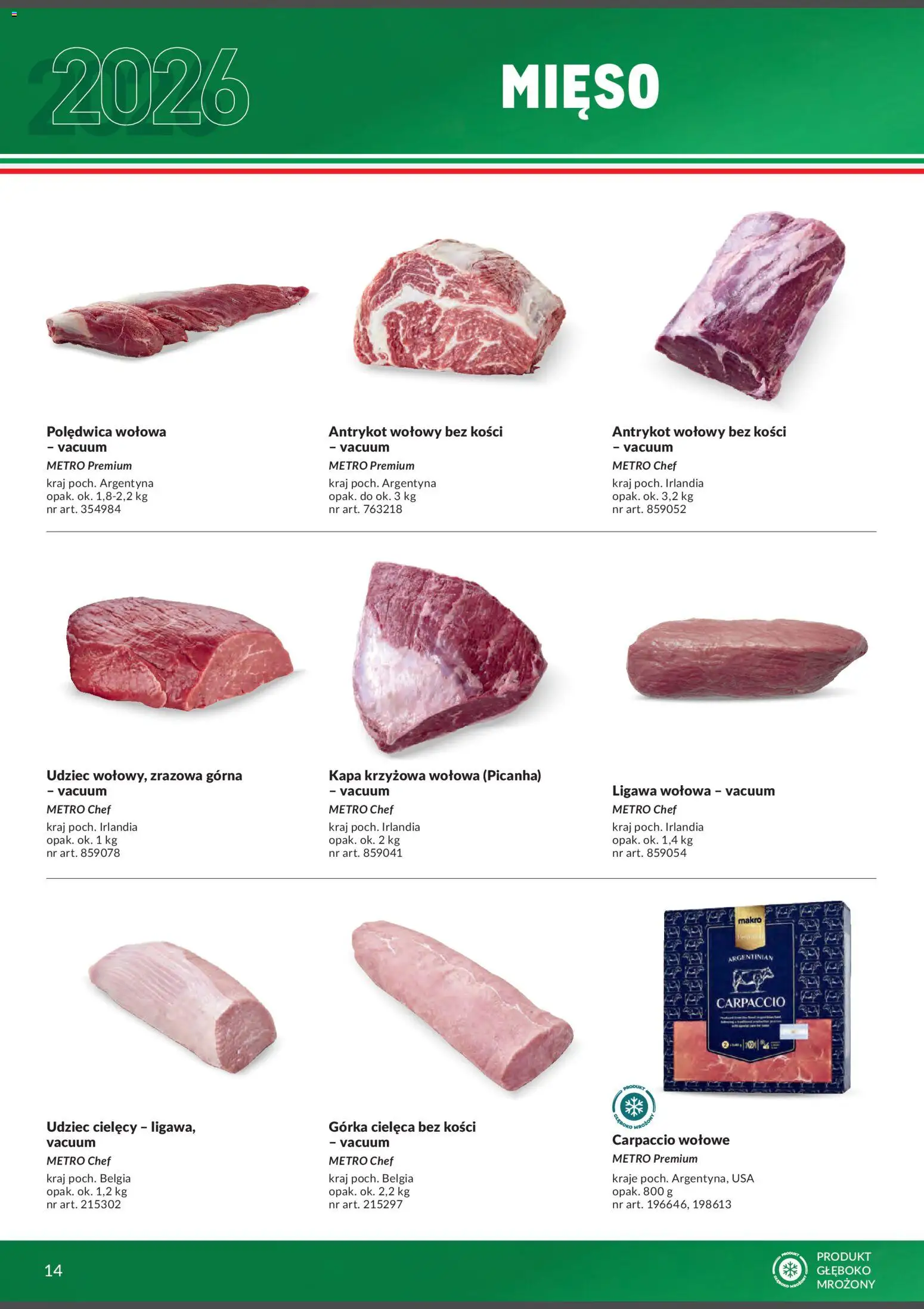 Makro Gazetka - Italia od 01.02.2026 | Strona: 14 | Produkty: Mięso, Carpaccio wołowe, Antrykot, Udziec cielęcy
