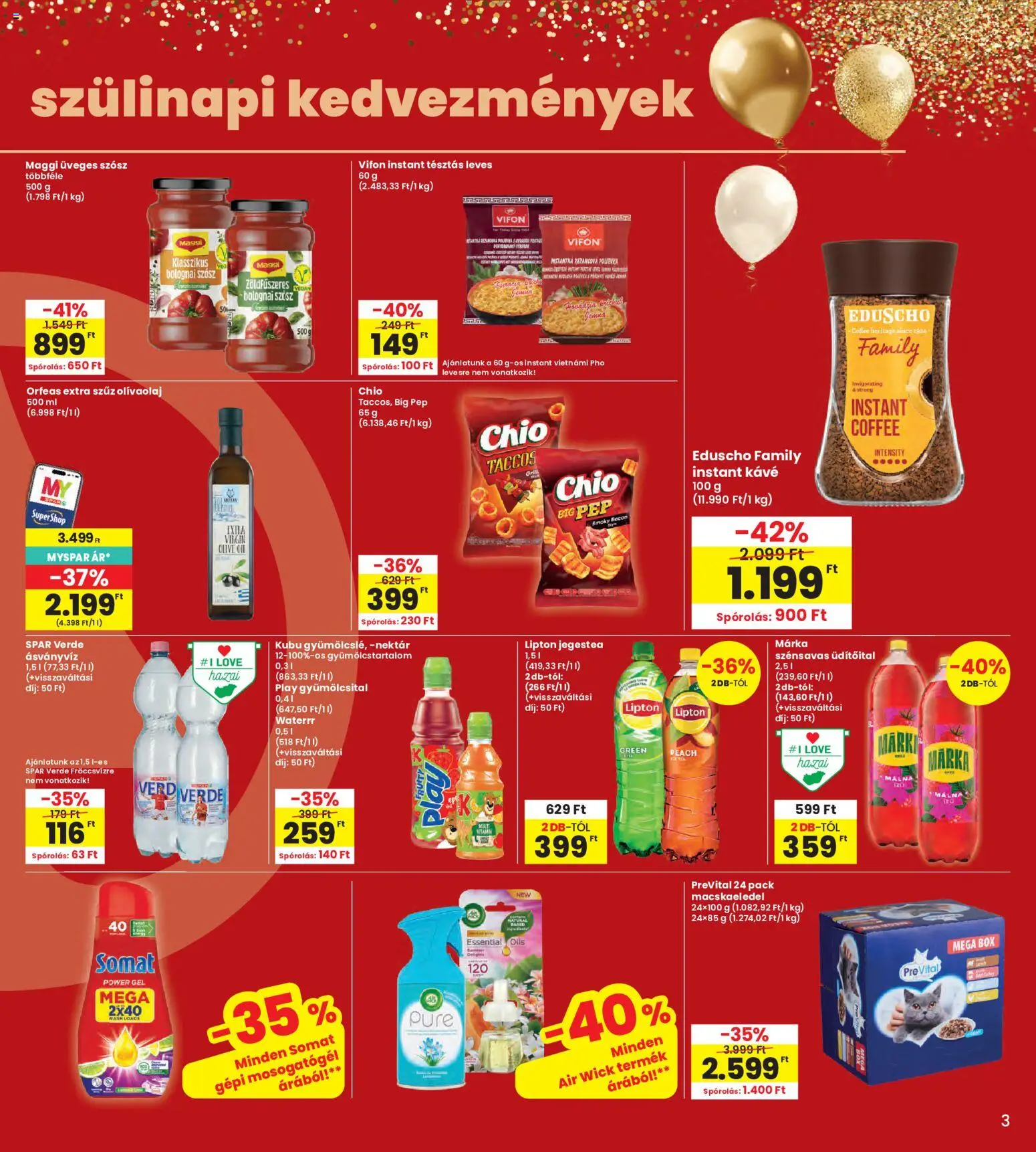 Interspar akciós ujság - amely érvényes a következő dátumtól: 2026.08.19. | Oldal: 3 | Termékek: Bolognai szósz, Kubu, Macskaeledel, Kávé