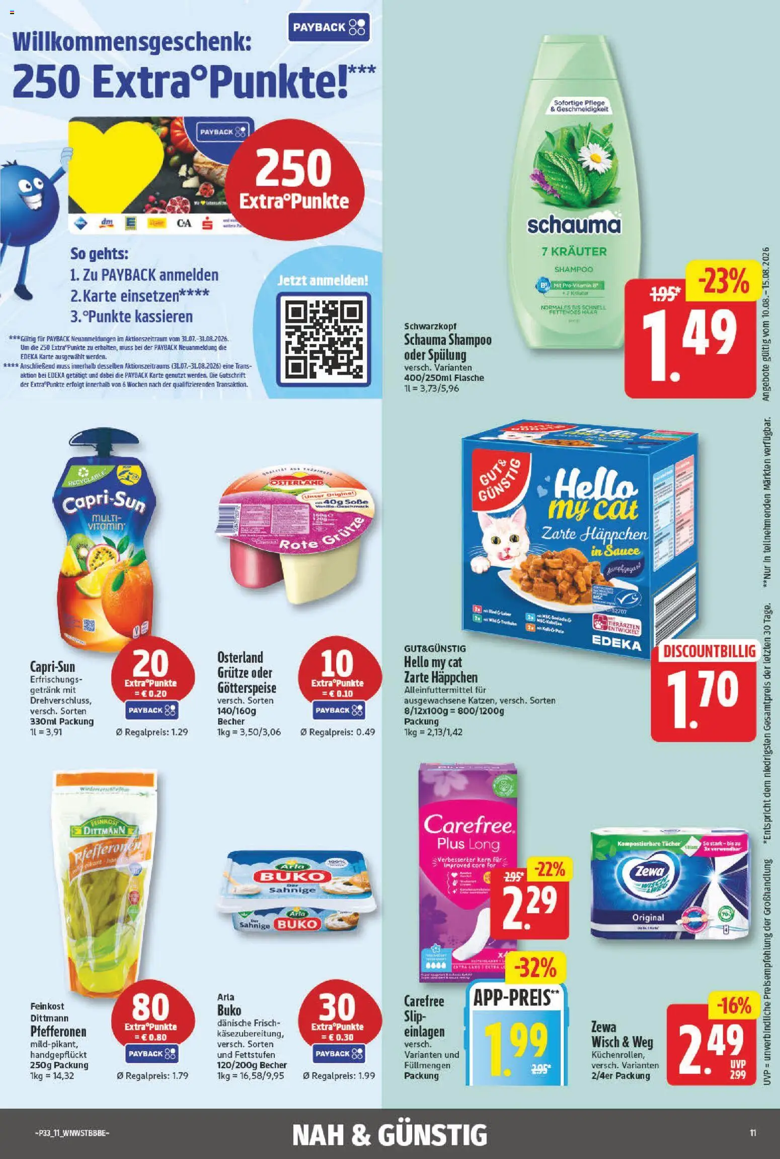 NP Discount Prospekt – gültig ab 10.08.2026 | Seite: 11 | Produkte: Zewa, Shampoo, Spülung, Slip
