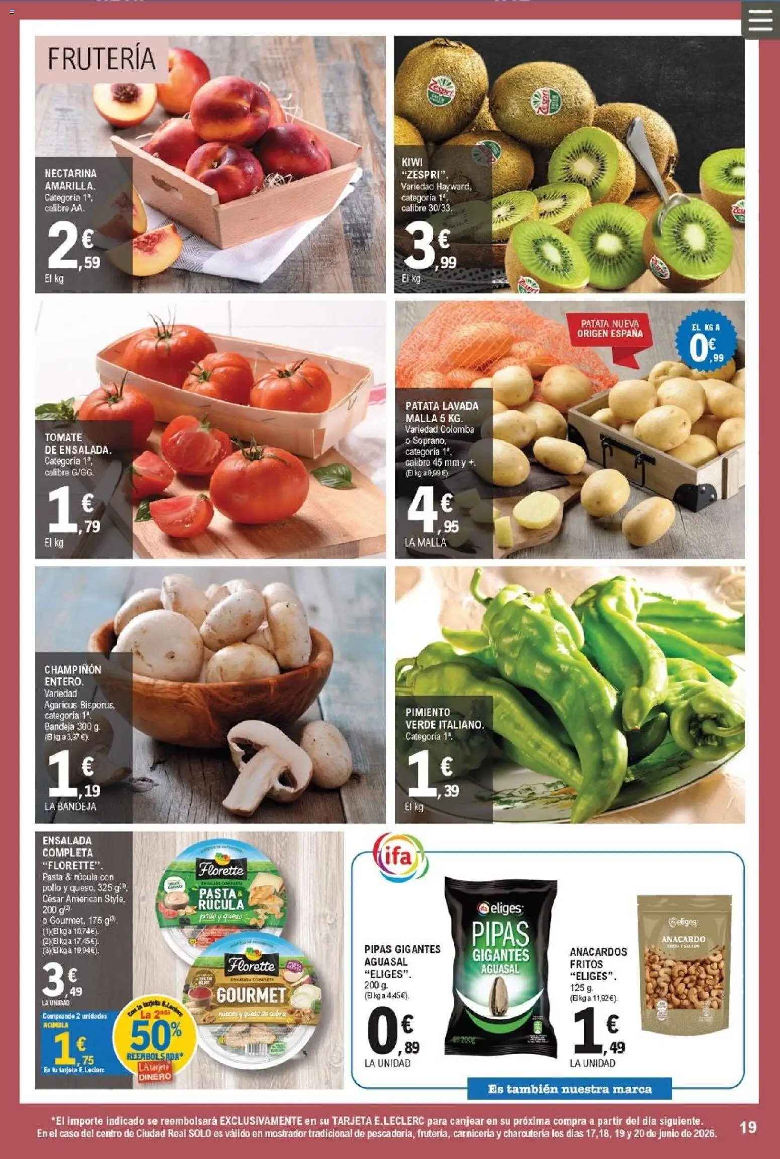 E.Leclerc folleto │ válido desde el 17.06.2026 | Página: 19 | Productos: Κάδος απορρυμάτων, Kiwi, Ensalada, Bandeja