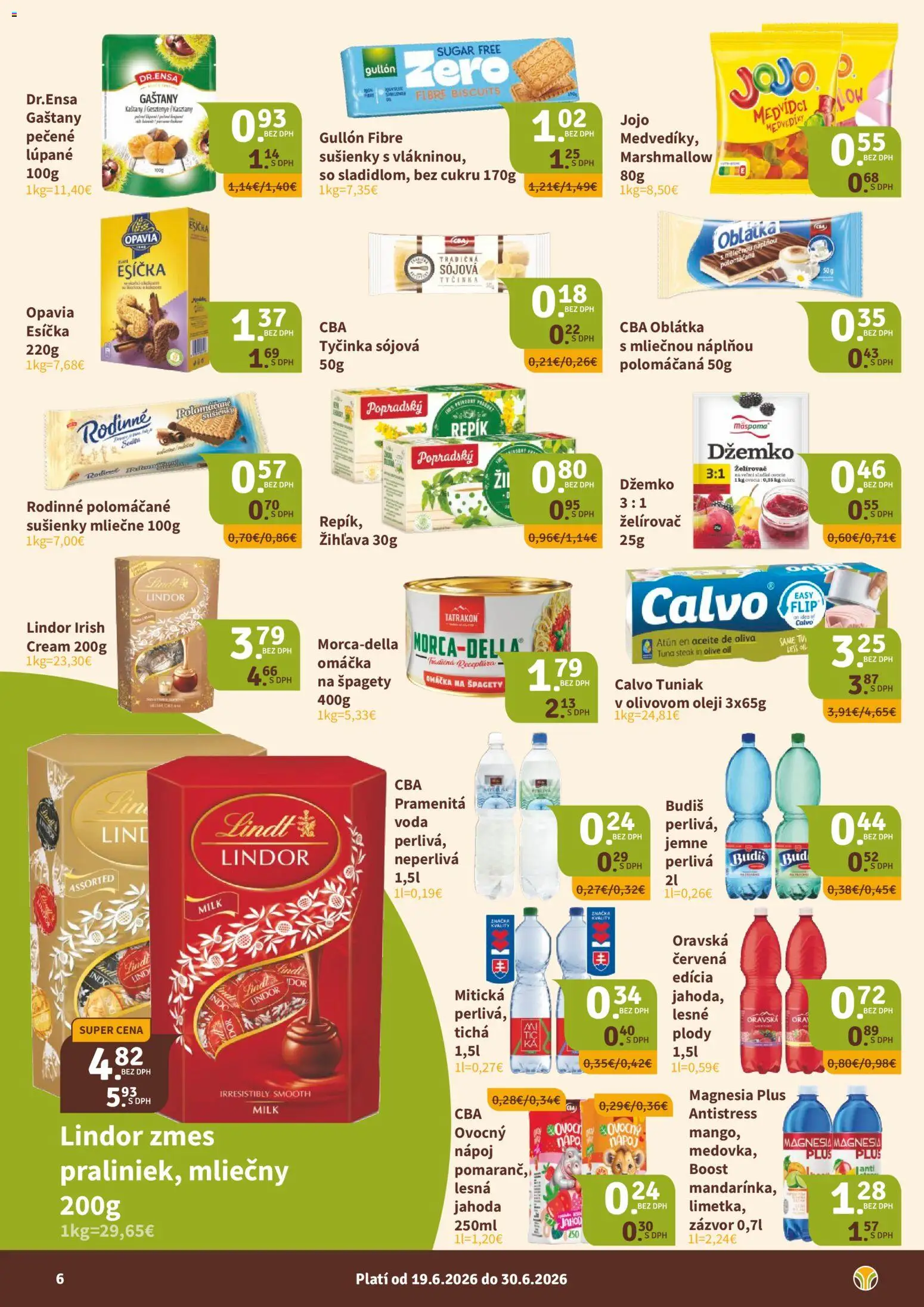 Nové Nitrazdroj akcie – leták je platný od 19.06.2026 | Strana: 6 | Produkty: Gaštany, Zázvor, Budiš, Špagety
