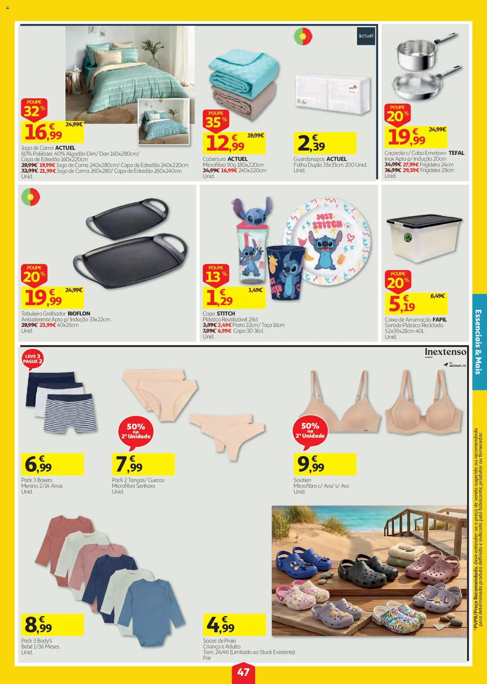 Auchan folheto │ válido de 20/08/2026 | Página: 47 | Produtos: Frigideira, Guardanapos, Caixa, Cuecas