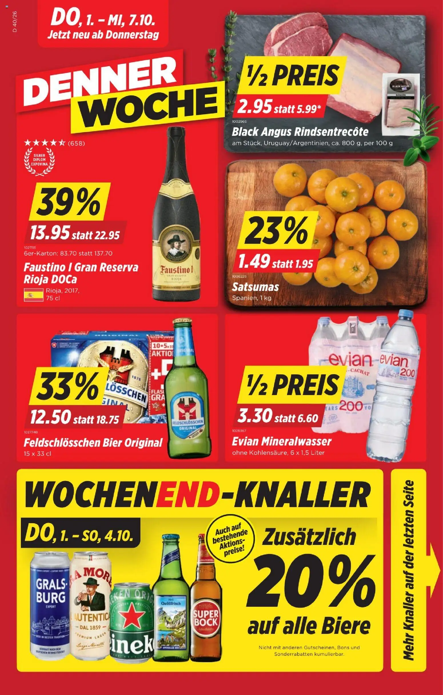 Denner aktionen – gültig ab 01.10.2026 | Seite: 1 | Produkte: Mineralwasser, Bier