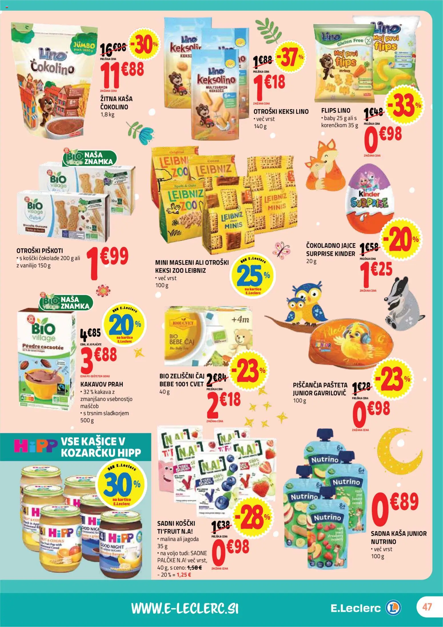 Novi E.leclerc katalog ponudbe – veljaven od 02.09.2026 | Stran: 11 | Izdelki: Keksi, Flips, Caj, Piskoti
