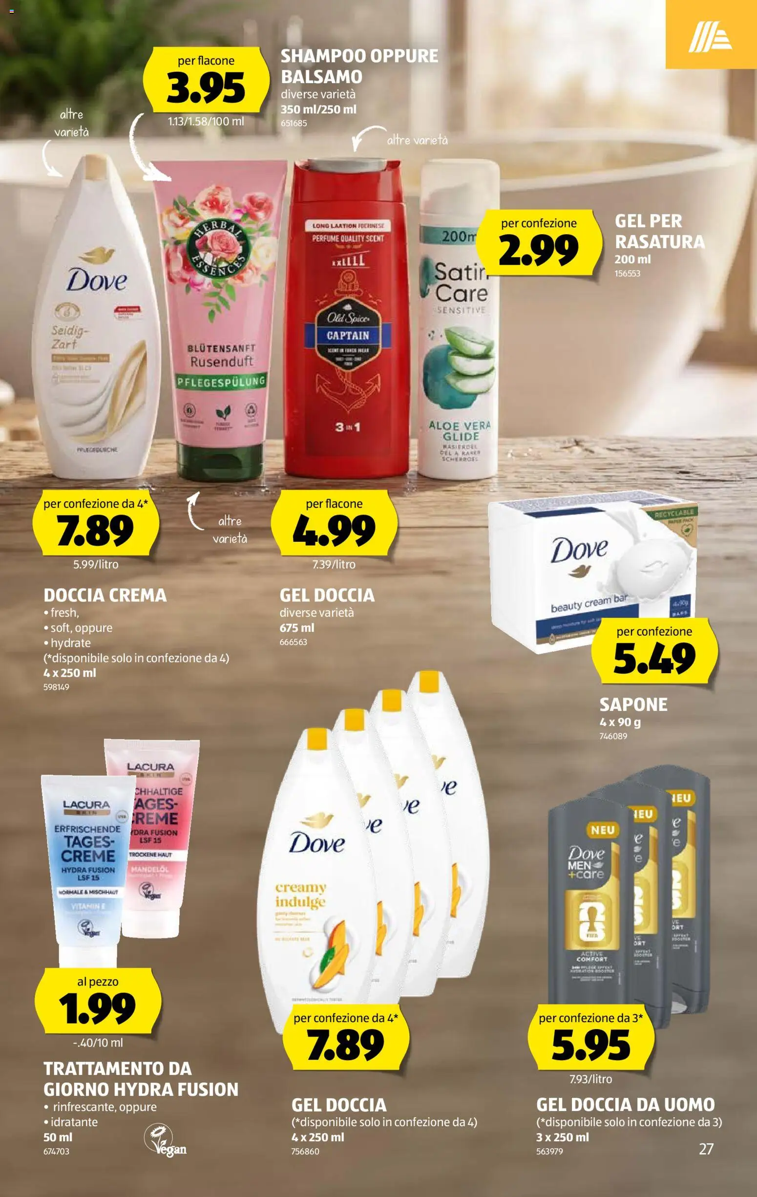 Aldi aktionen IT – gültig ab 16.07.2026 | Seite: 27 | Produkte: Shampoo, Conditioner, Shower Gel, Creme