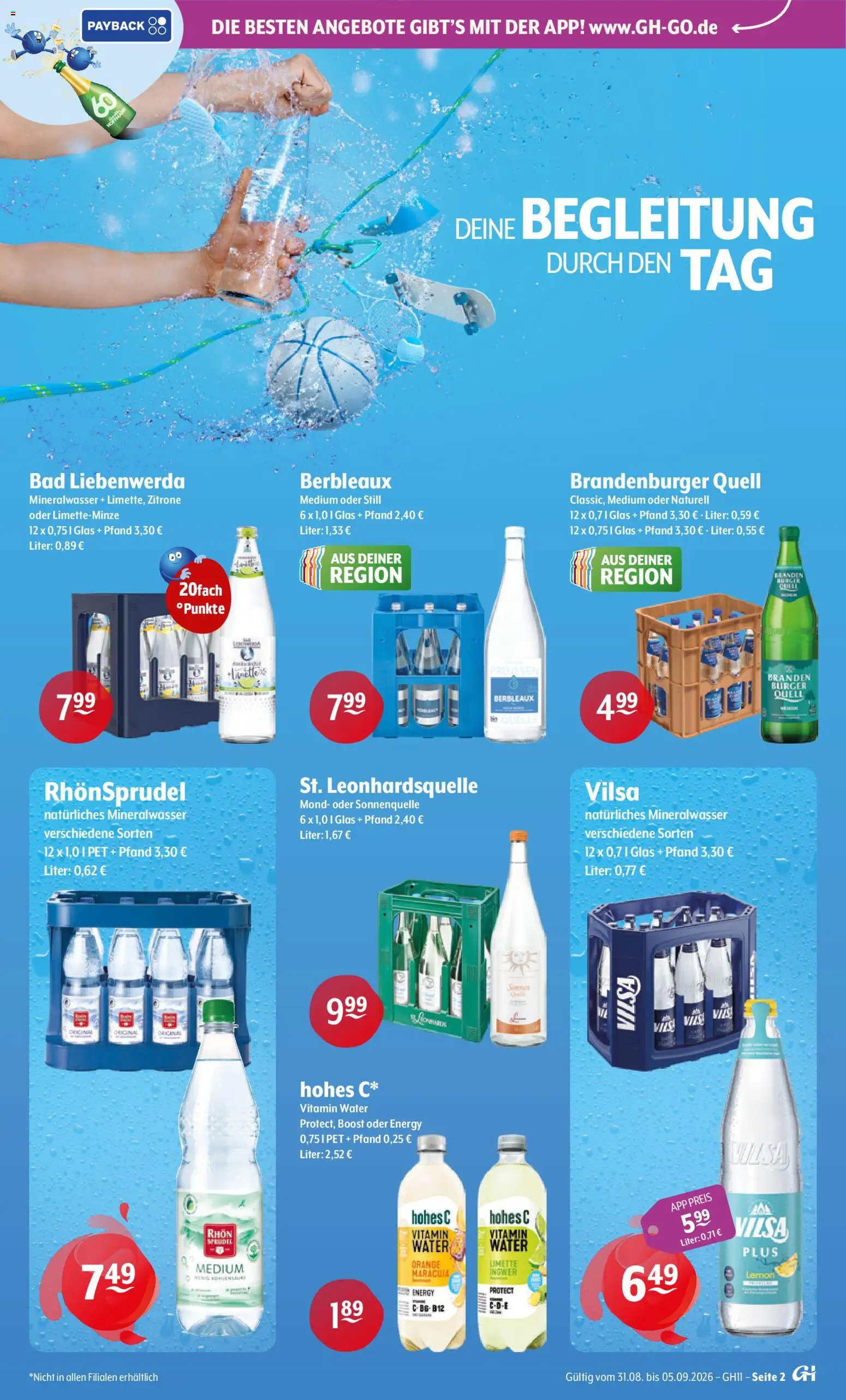 Getränke Hoffmann Prospekt – gültig ab 31.08.2026 | Seite: 2 | Produkte: Bad, Burger, Hohes c, Rhonsprudel