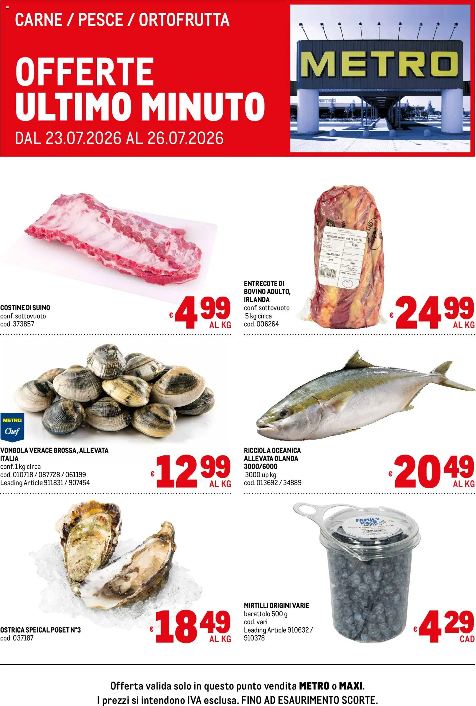 Volantino Metro del 23/07/2026 | Pagina: 1 | Prodotti: Bovino, Pesce, Suino, Mirtilli