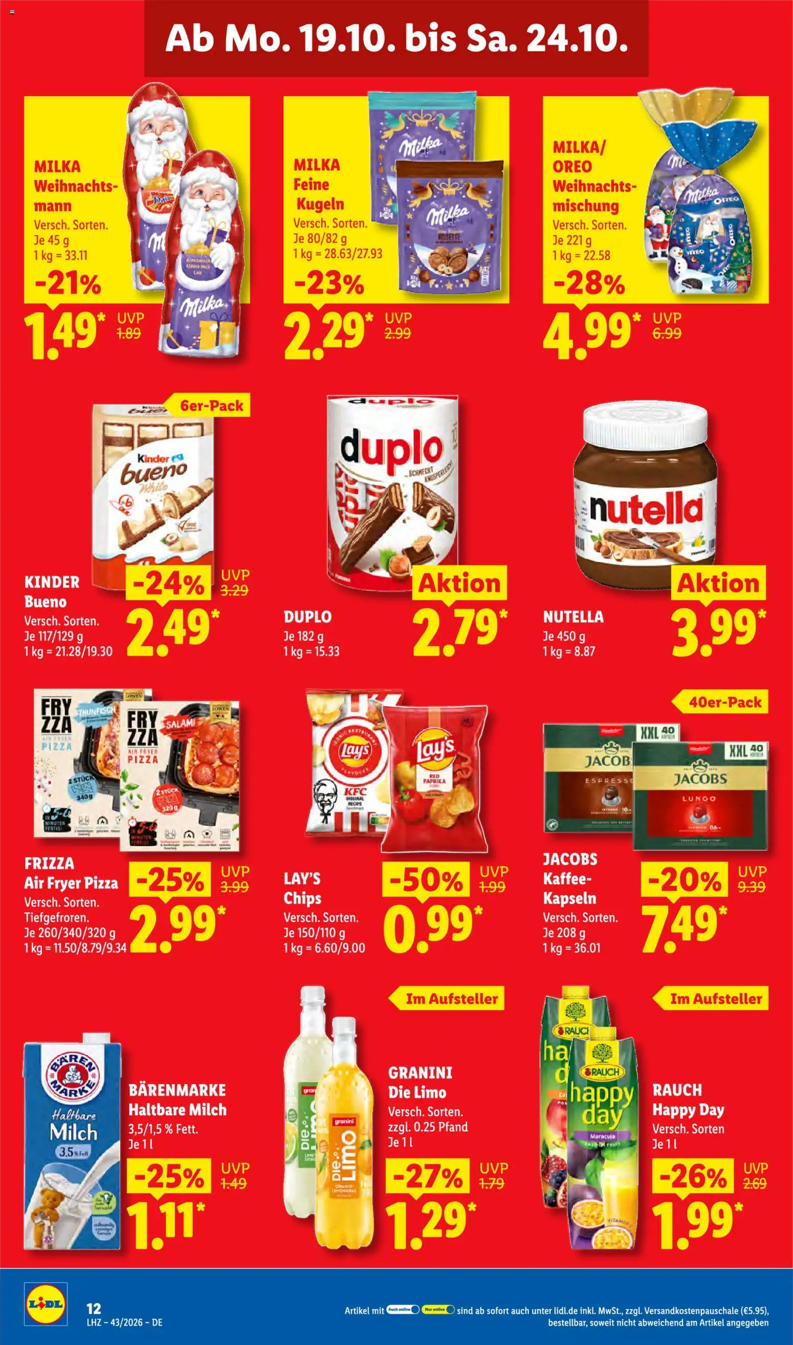 Lidl Německo leták od 19.10.2026 | Strana: 20 | Produkty: Pizza, Paprika, Jacobs, Oreo
