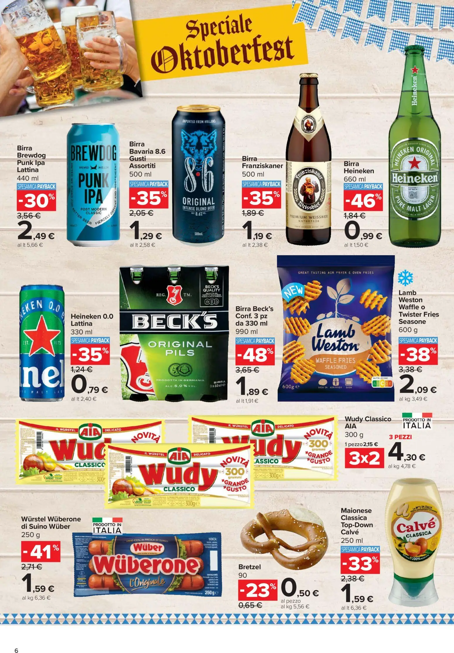 Volantino Carrefour del 24/09/2026 | Pagina: 6 | Prodotti: Senza glutine, Bretzel, Maionese, Wurstel