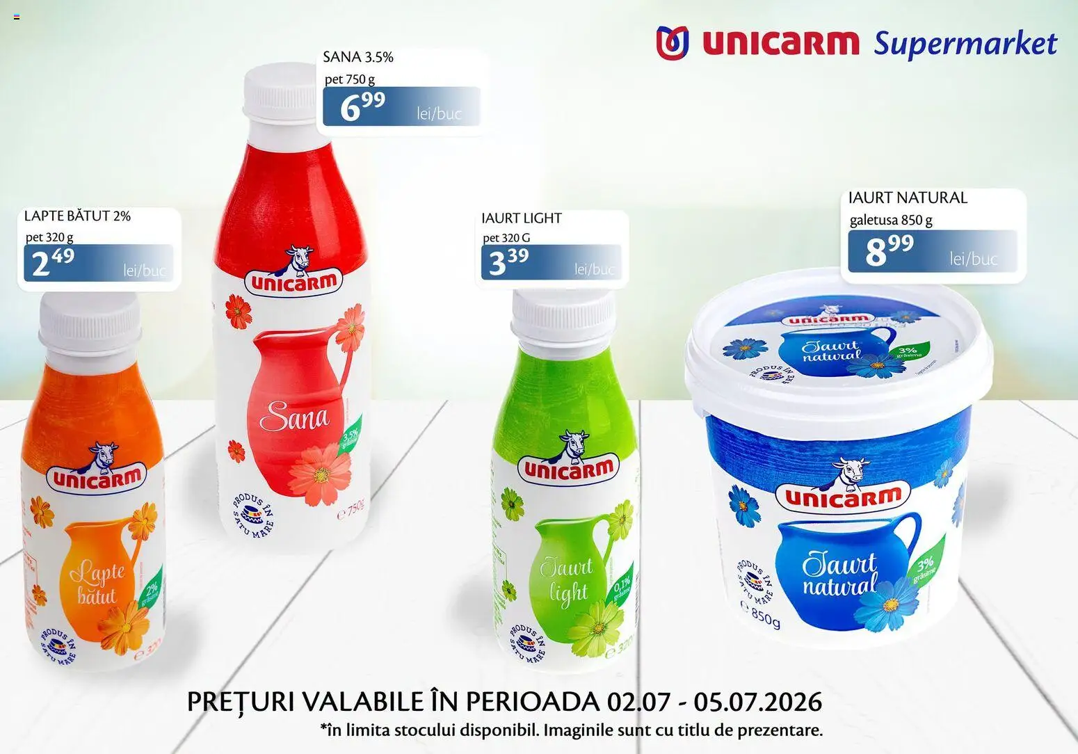 Noul catalog Unicarm – valabil de la 02.07.2026 | Pagină: 2 | Produse: Lapte, Iaurt