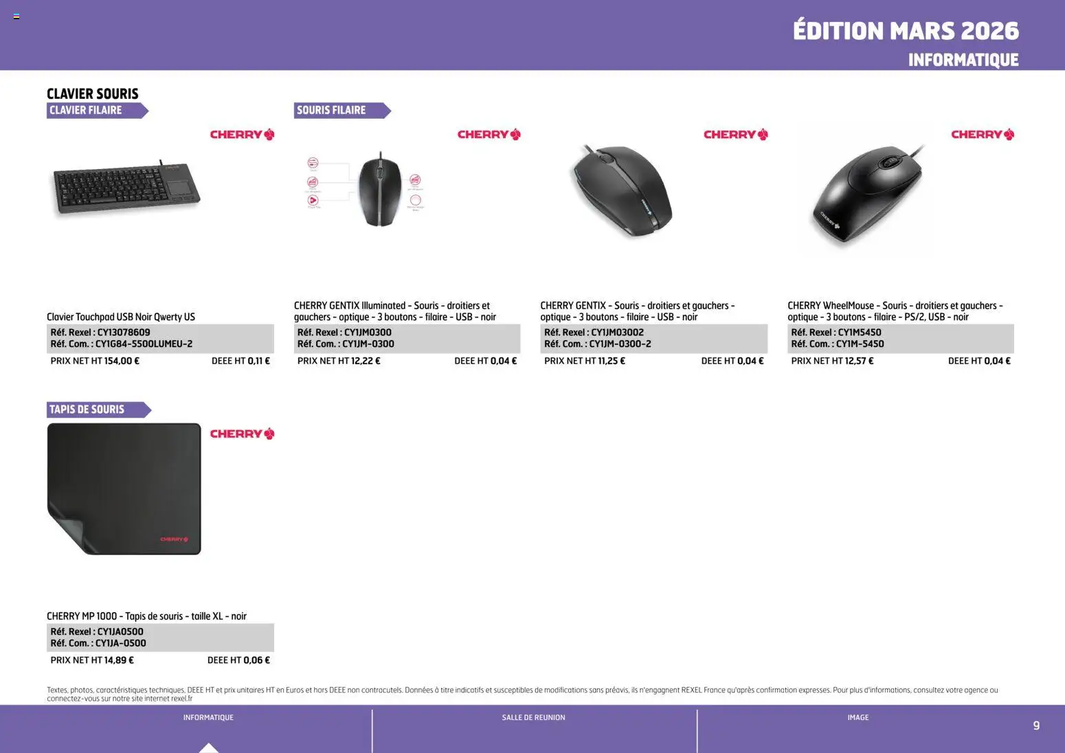 {H1} | Page: 9 | Produits: Souris, Clavier, USB, Tapis