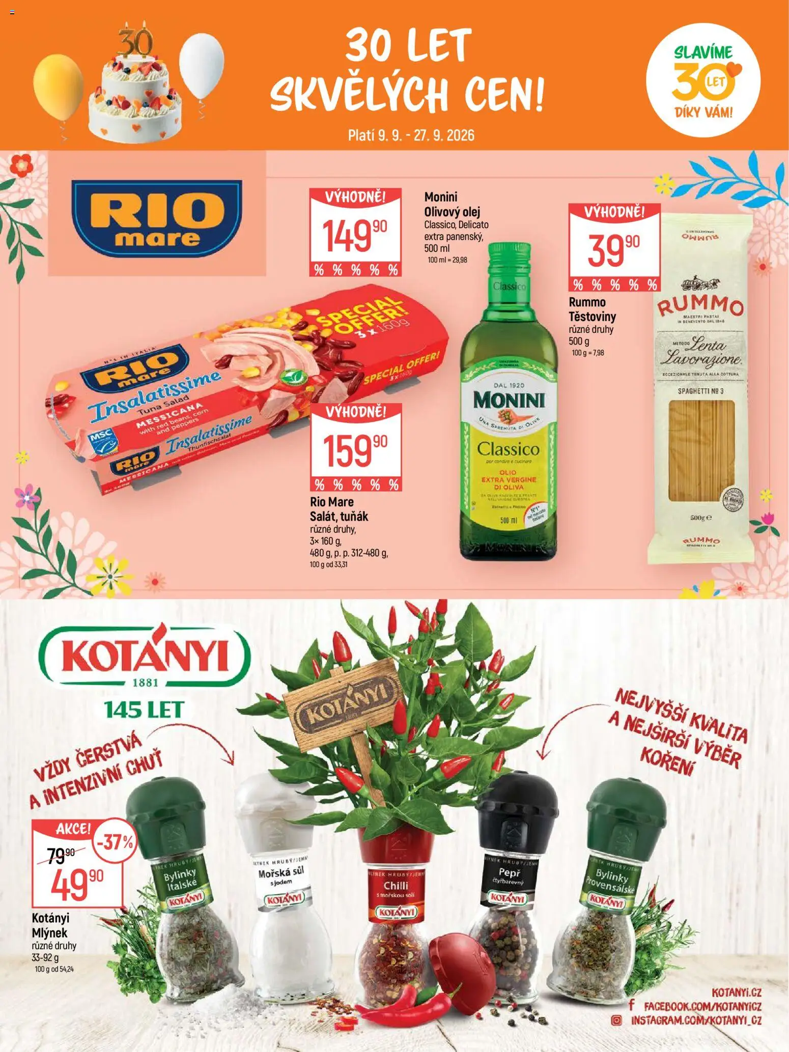Globus leták - Pomáháme 30 let od 09.09.2026 | Strana: 10 | Produkty: Olivový olej, Rio mare, Koření, Chilli