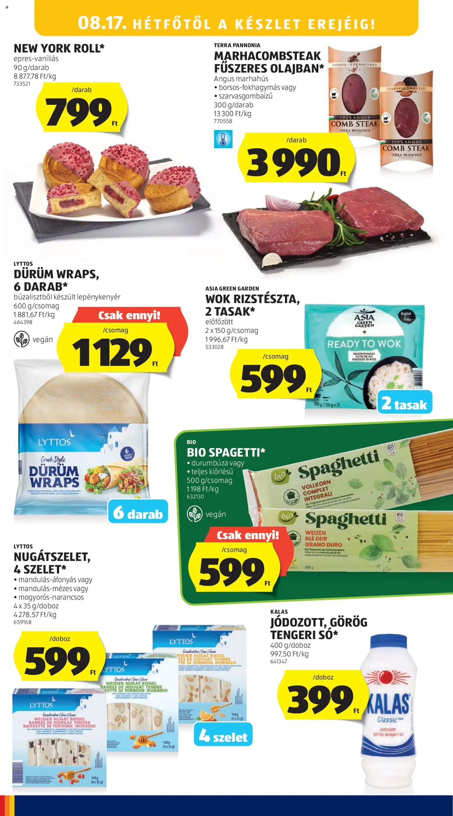 Aldi akciós ujság - amely érvényes a következő dátumtól: 2026.08.13. | Oldal: 22 | Termékek: Asia Green Garden, Wok, Marhahús, Só