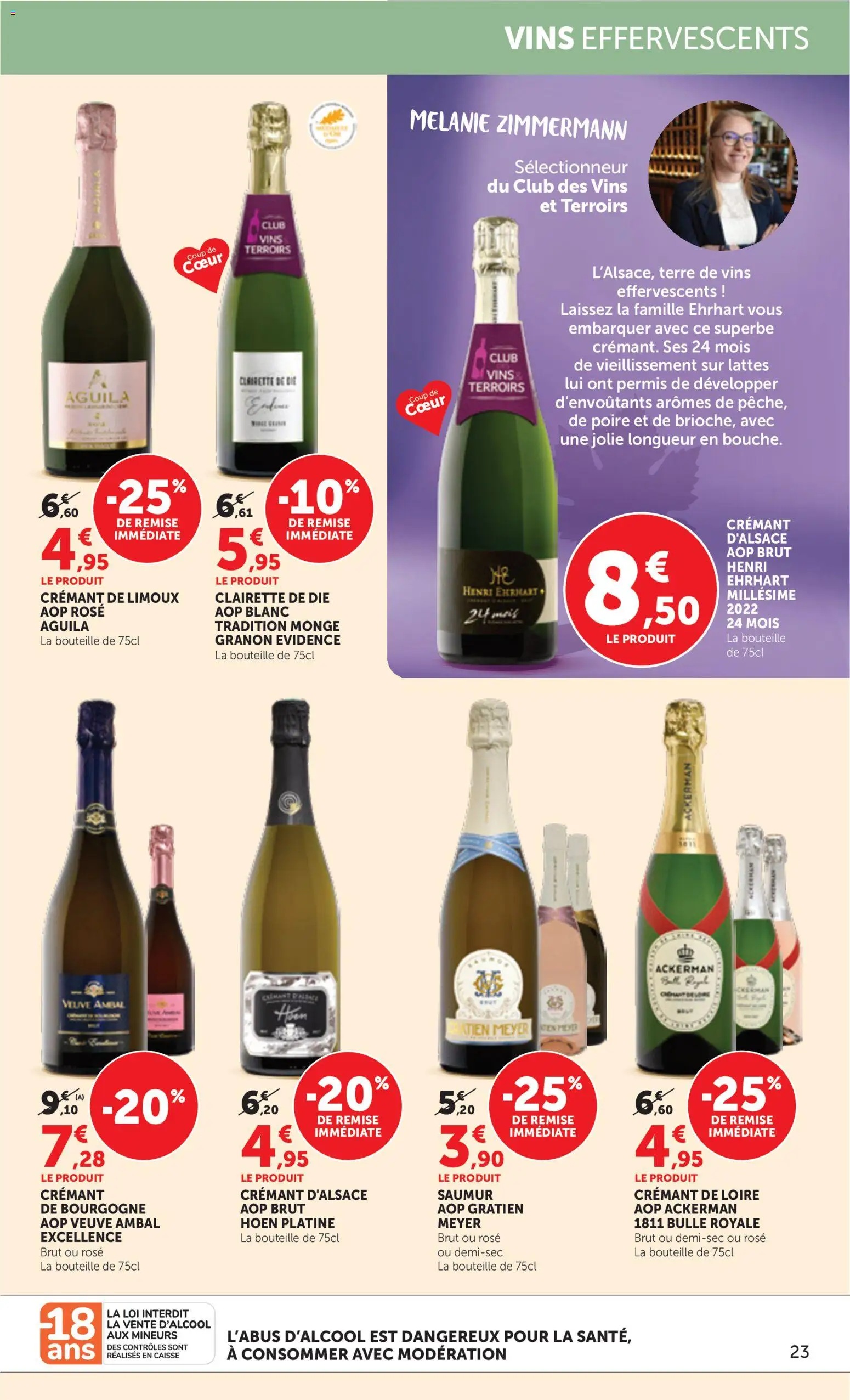 {H1} | Page: 23 | Produits: Poire, Clairette de die, Bouteille, Crémant d'alsace